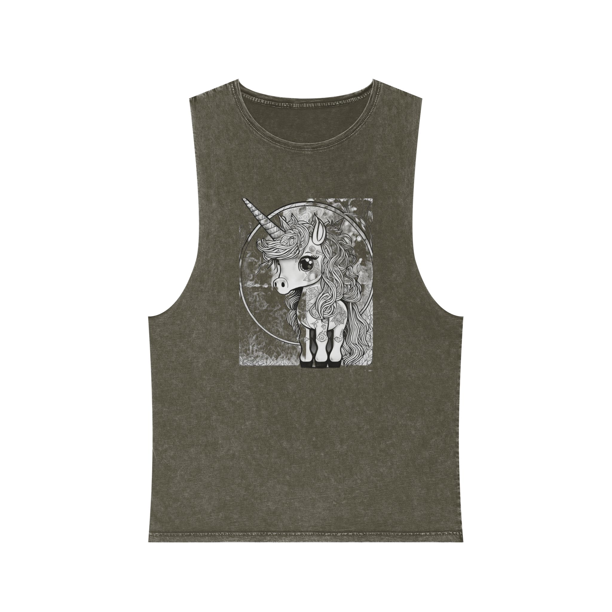 Children S Unicorn Fantasy Art Unisex Stonewash Tank Top - Image 5