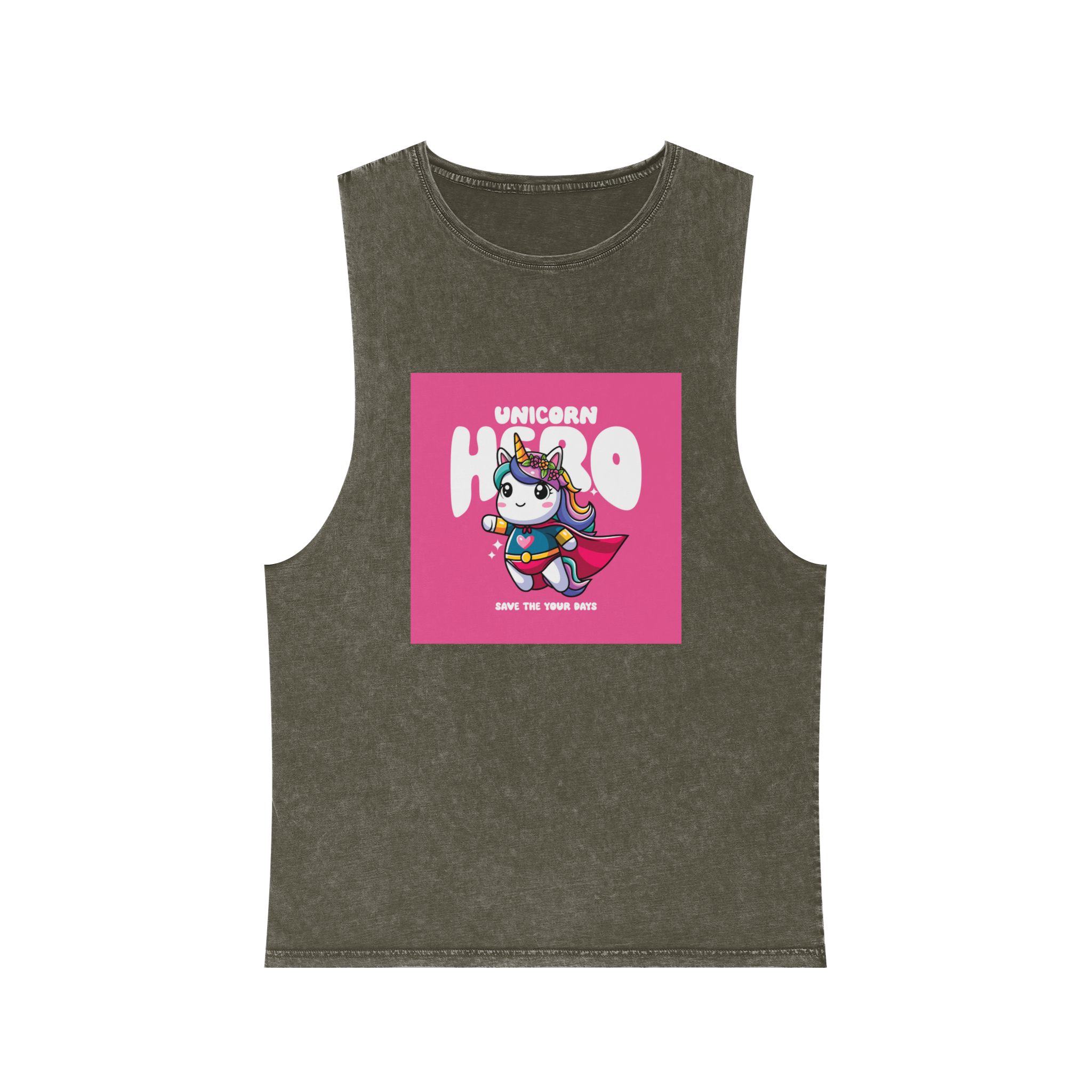 Unicorn Hero Unisex Stonewash Tank Top - Image 5
