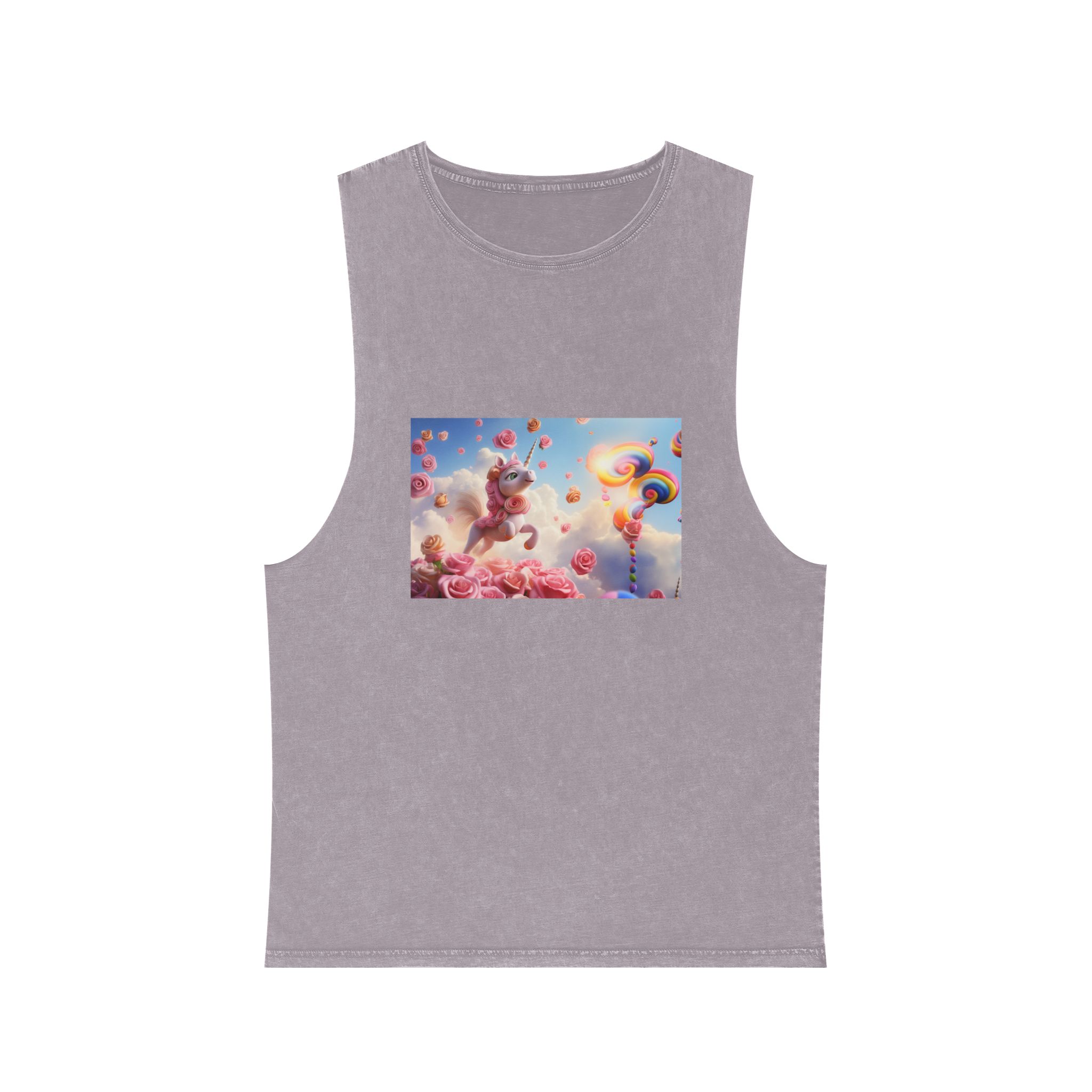 There Is Unicorn That Is Flying Through Air With Roses Generative Ai Unisex Stonewash Tank Top - Image 17