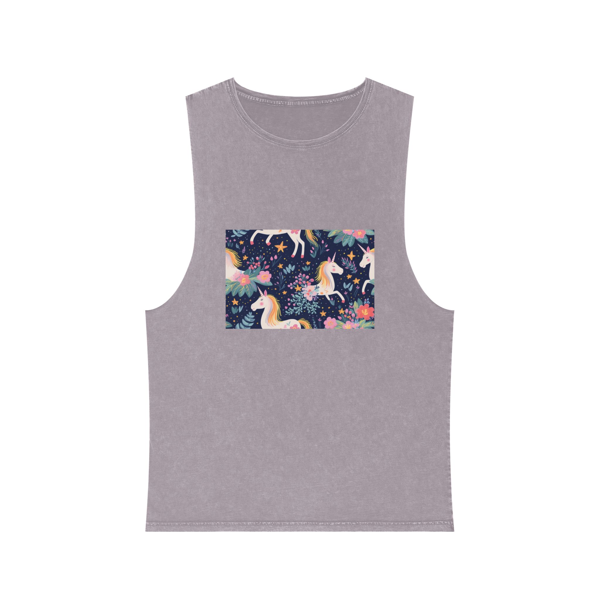 Close Up Pattern Unicorns Flowers Generative Ai Unisex Stonewash Tank Top - Image 17