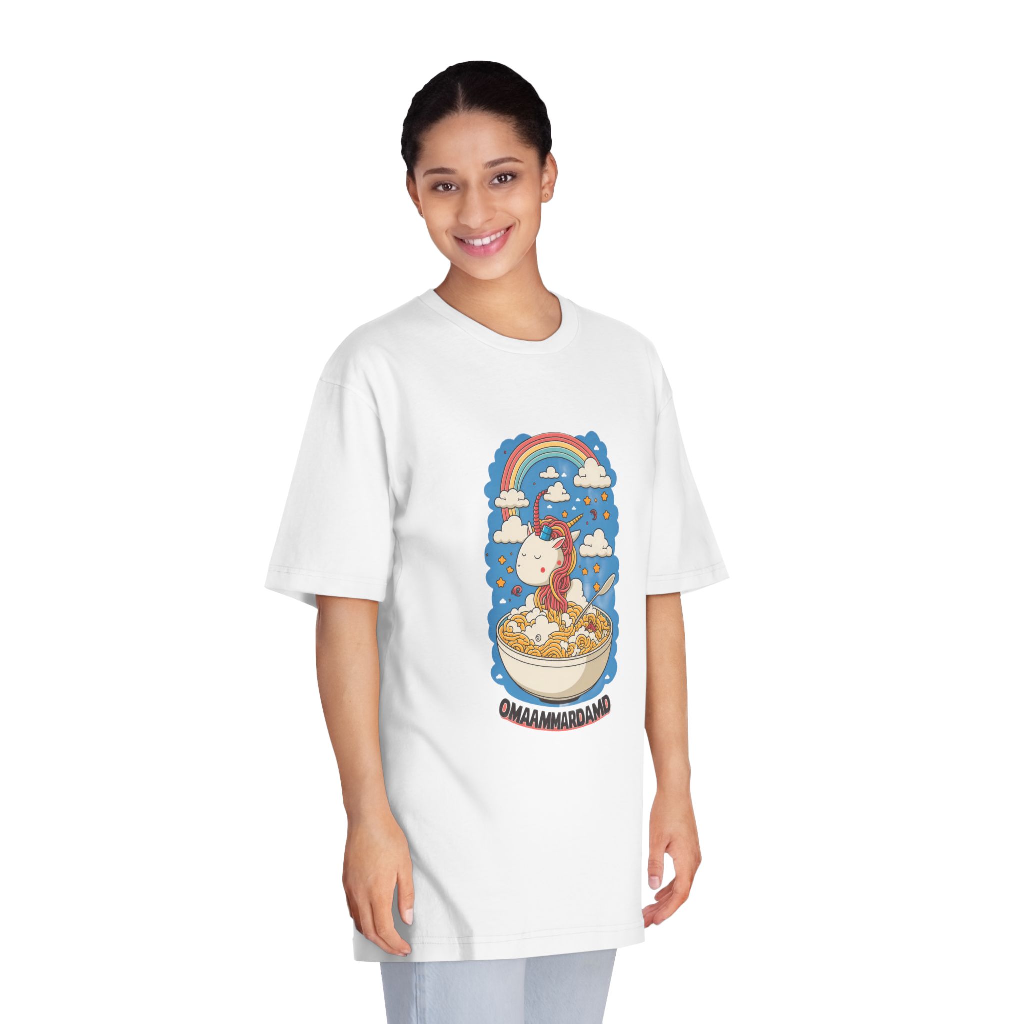 Cute Kawaii Unicorn Graphic Eating Ramen (1) Unisex Classic Crewneck T Shirt - Image 3