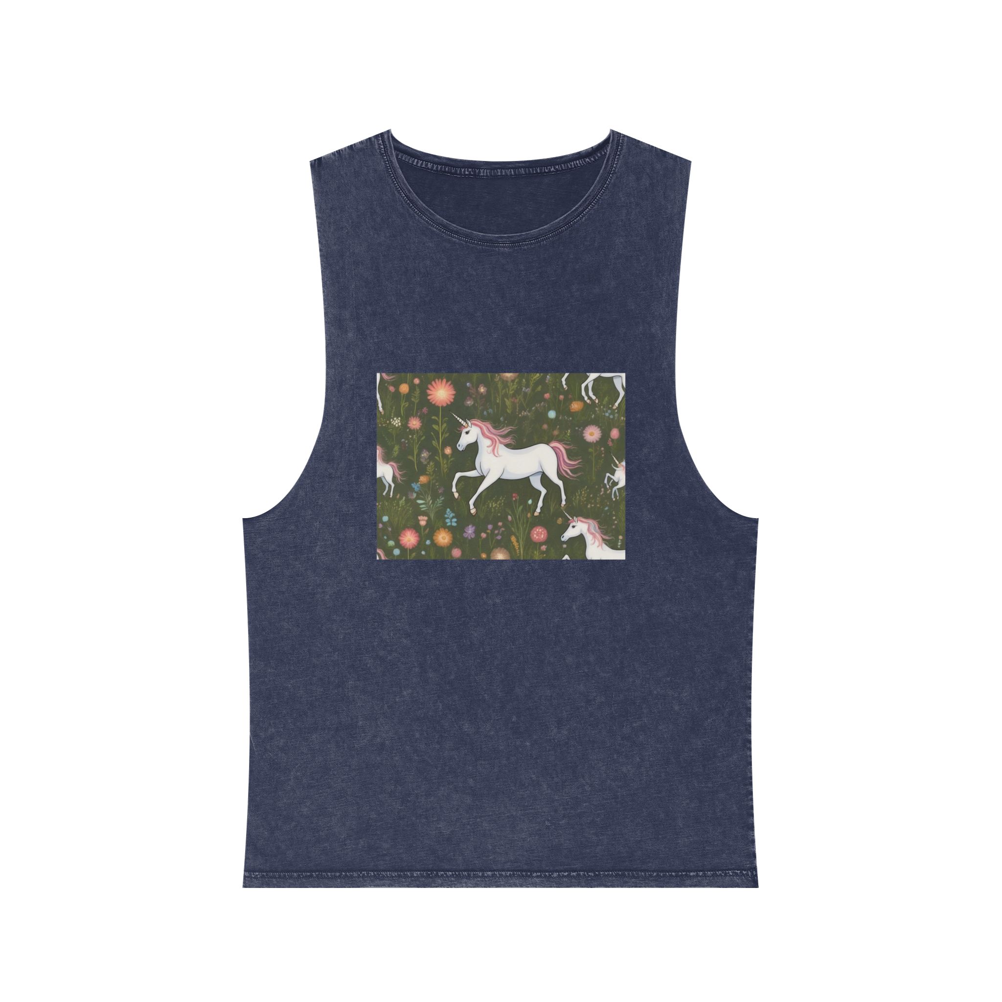 Beautiful Unicorn Running Magical Meadow Unicorn Background Images Whimsical Unicorn (56) Unisex Stonewash Tank Top - Image 13