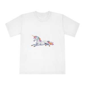 Colorful Unicorn With Unique Hairstyle Horn Sitting Vector Illustration Unisex Classic Crewneck T Shirt
