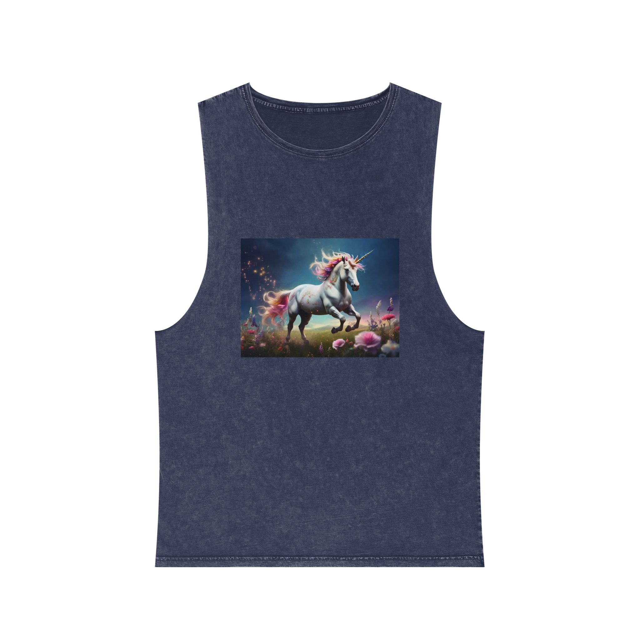 Beautiful Unicorn Running Magical Meadow Unicorn Background Images Whimsical Unicorn (18) Unisex Stonewash Tank Top - Image 13