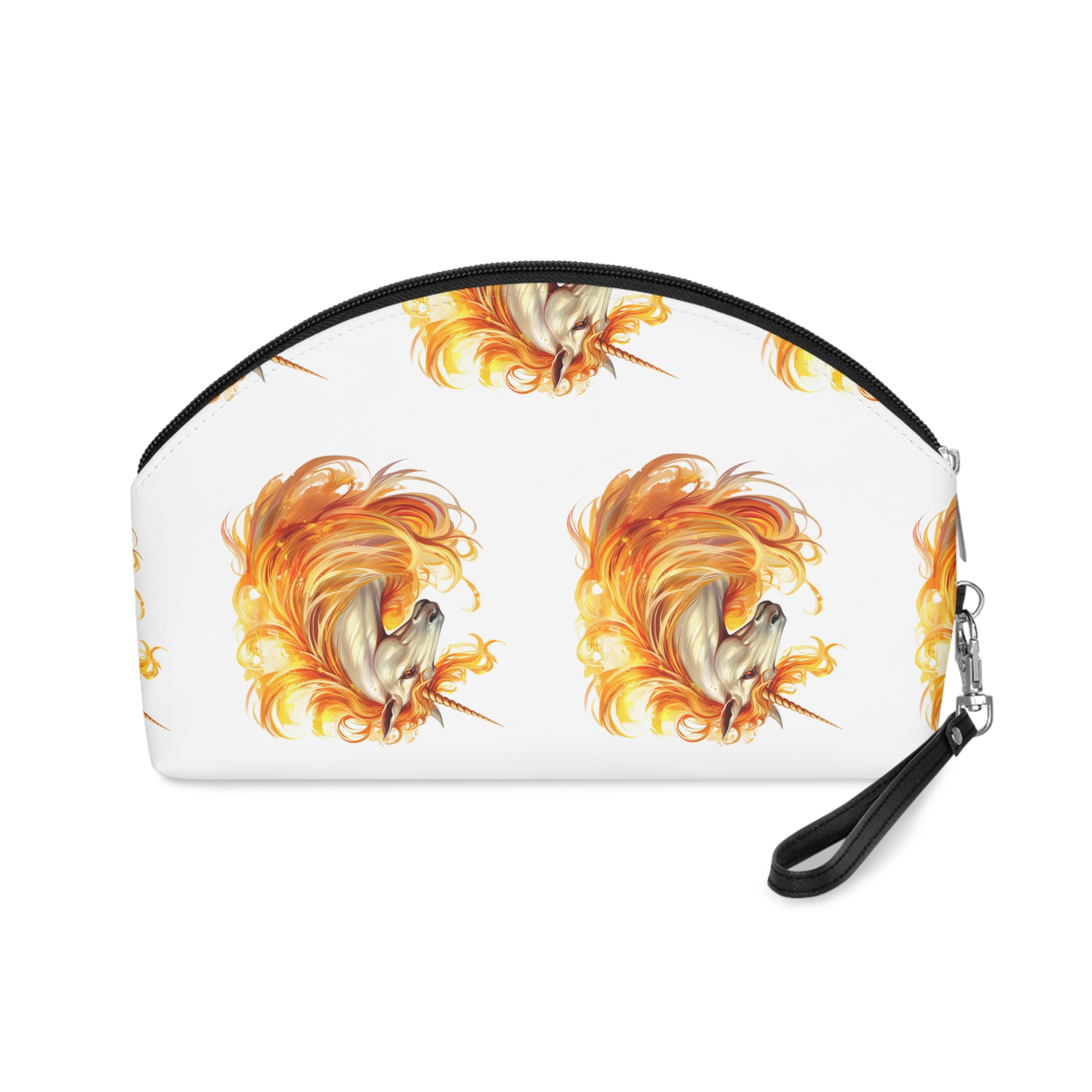 Unicorn With Yellow Mane Orange Orange Flames Makeup Bag - Image 2