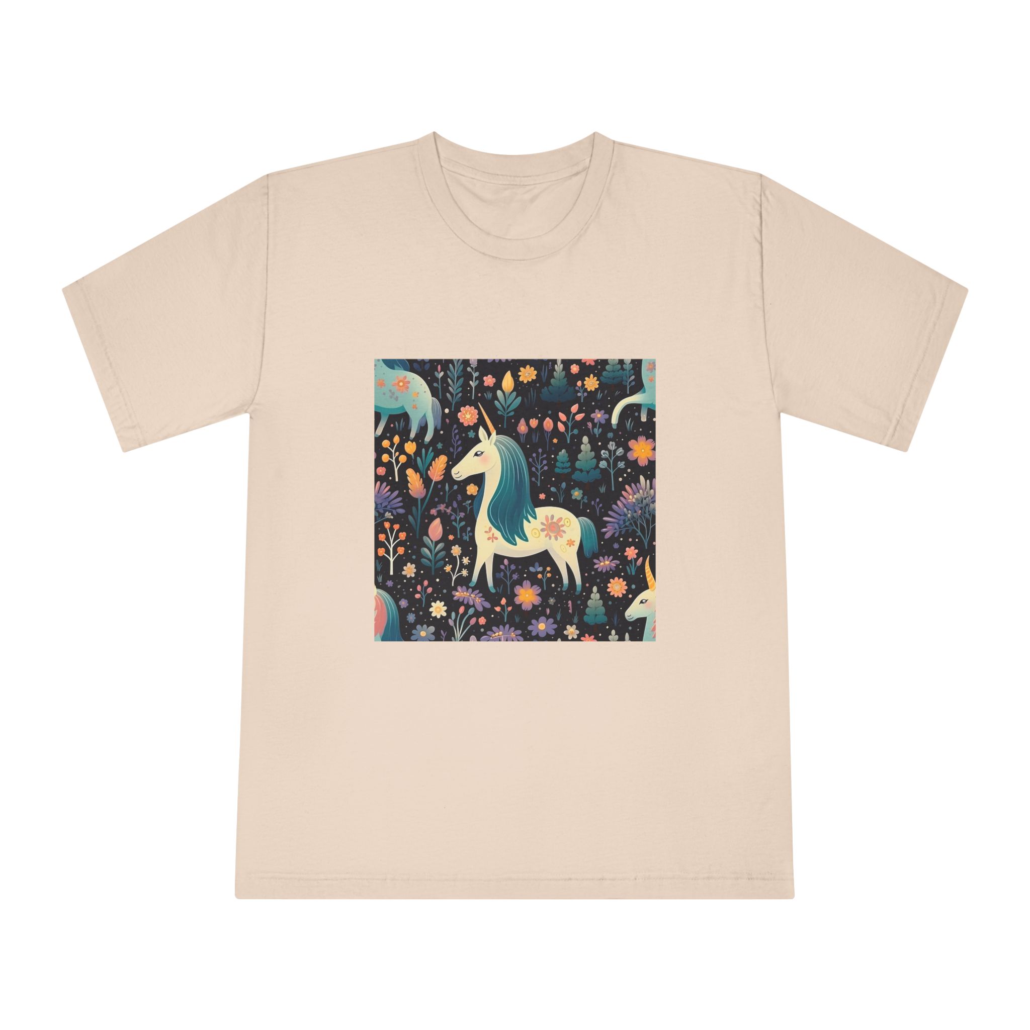 Childish Seamless Pattern Background With Colorful Unicorns Unisex Classic Crewneck T Shirt - Image 9