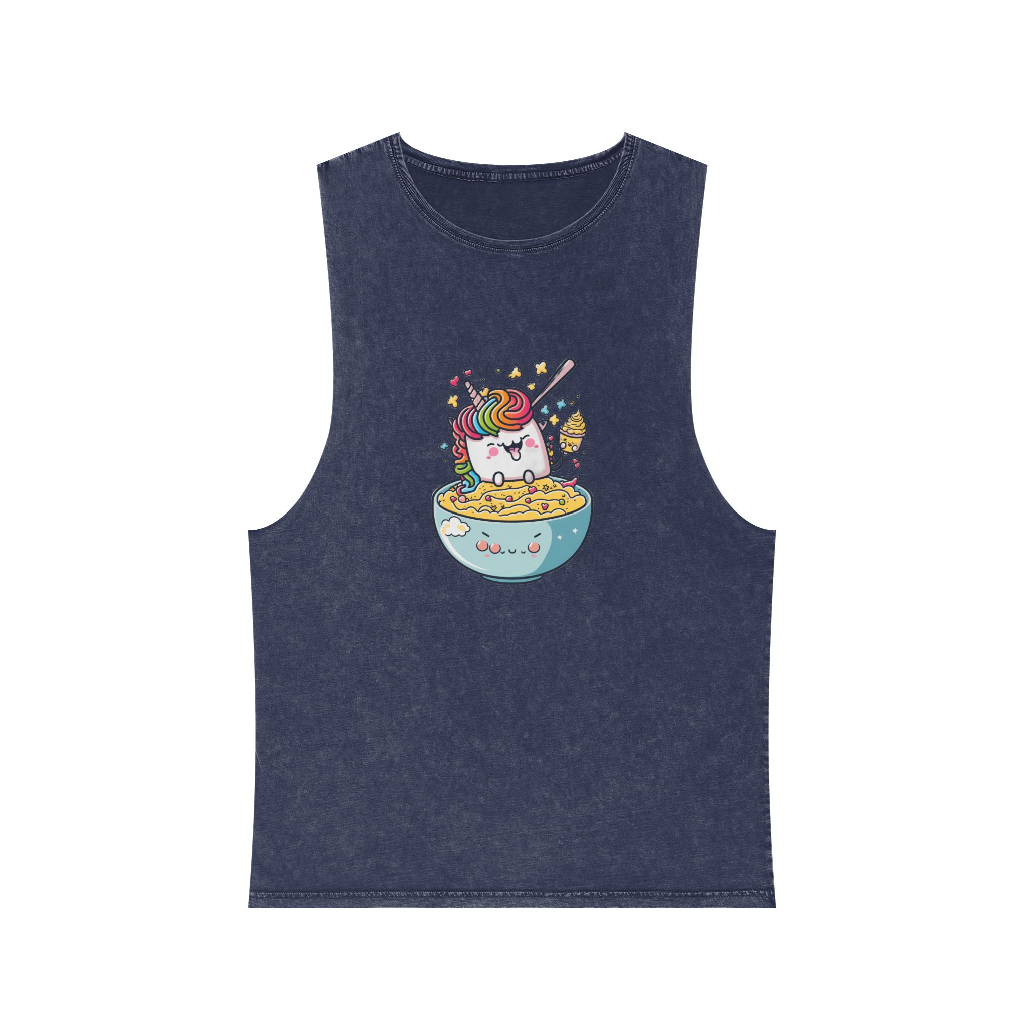 Cute Kawaii Unicorn Graphic Eating Ramen Unisex Stonewash Tank Top - Image 13