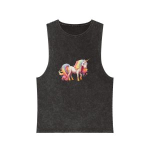Cute Rainbow Unicorn Rainbow Colors Hair Fantasy Magic Unicorn Generative Ai Unisex Stonewash Tank Top