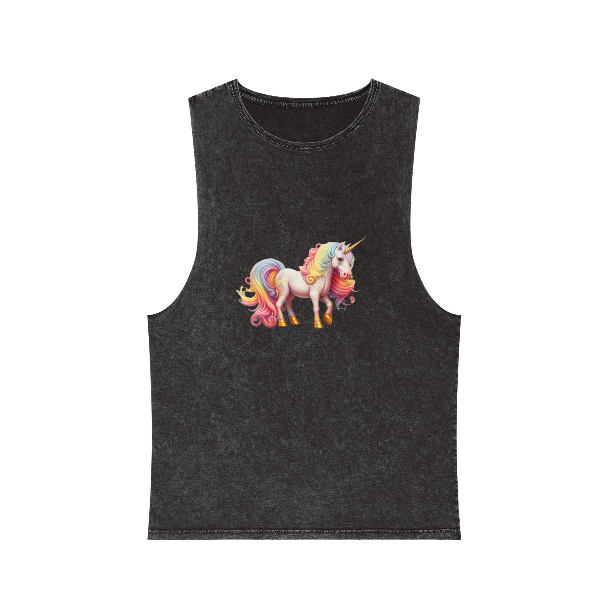 Cute Rainbow Unicorn Rainbow Colors Hair Fantasy Magic Unicorn Generative Ai Unisex Stonewash Tank Top