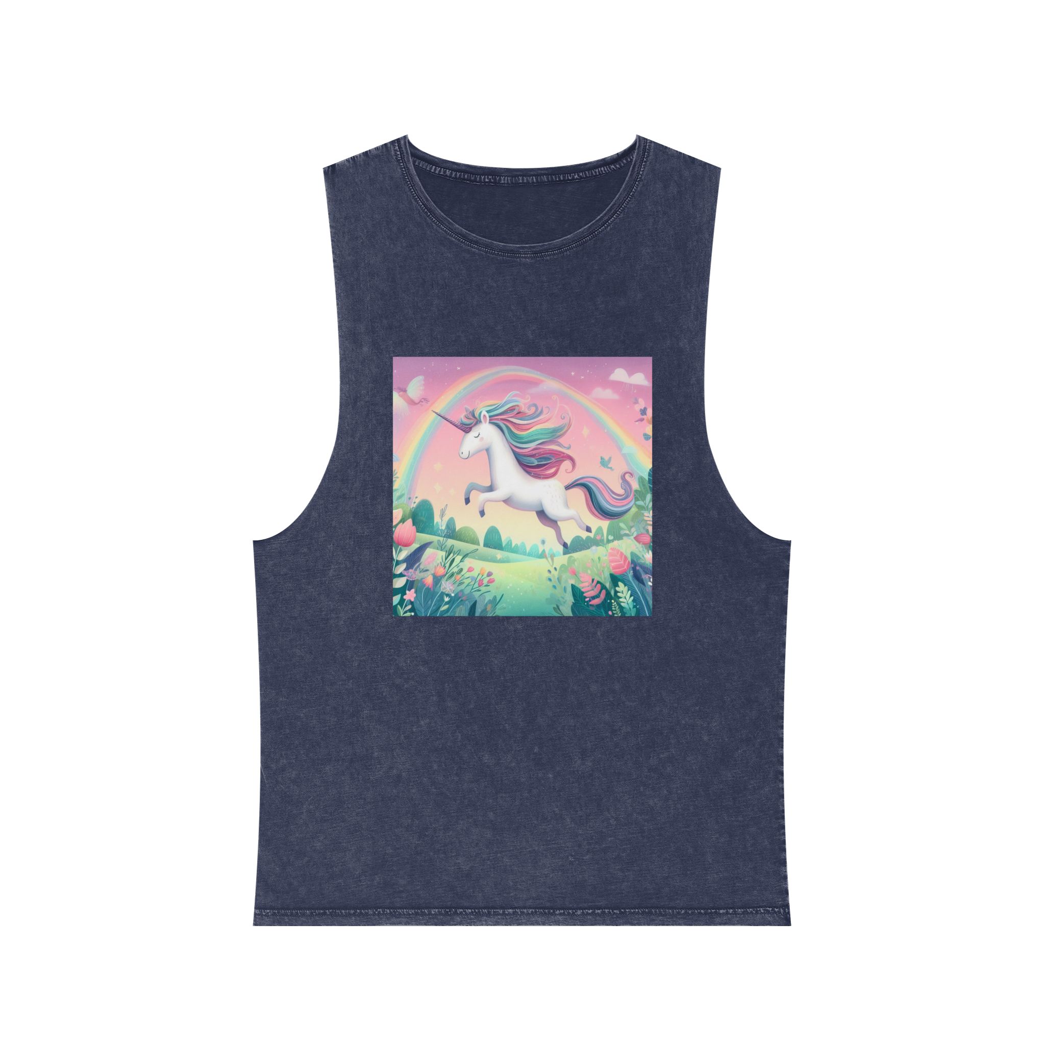 Beautiful Unicorn Running Magical Meadow Unicorn Background Images Whimsical Unicorn (9) Unisex Stonewash Tank Top - Image 13
