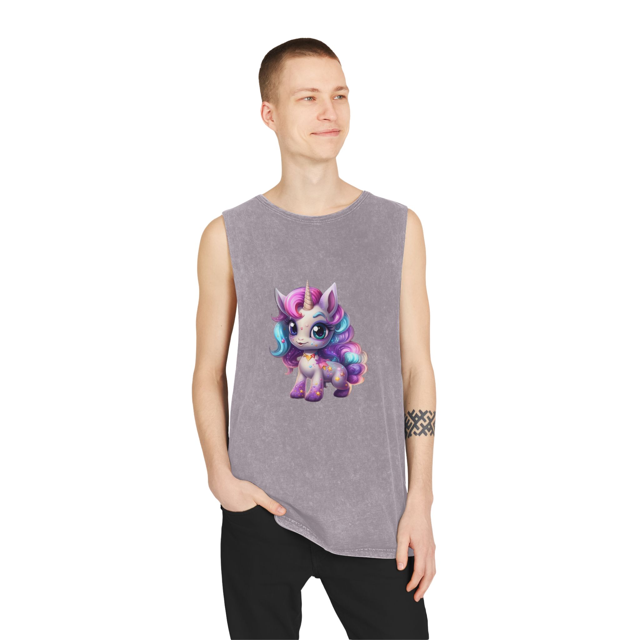 Beautiful Cute Baby Unicorn (1) Unisex Stonewash Tank Top - Image 19