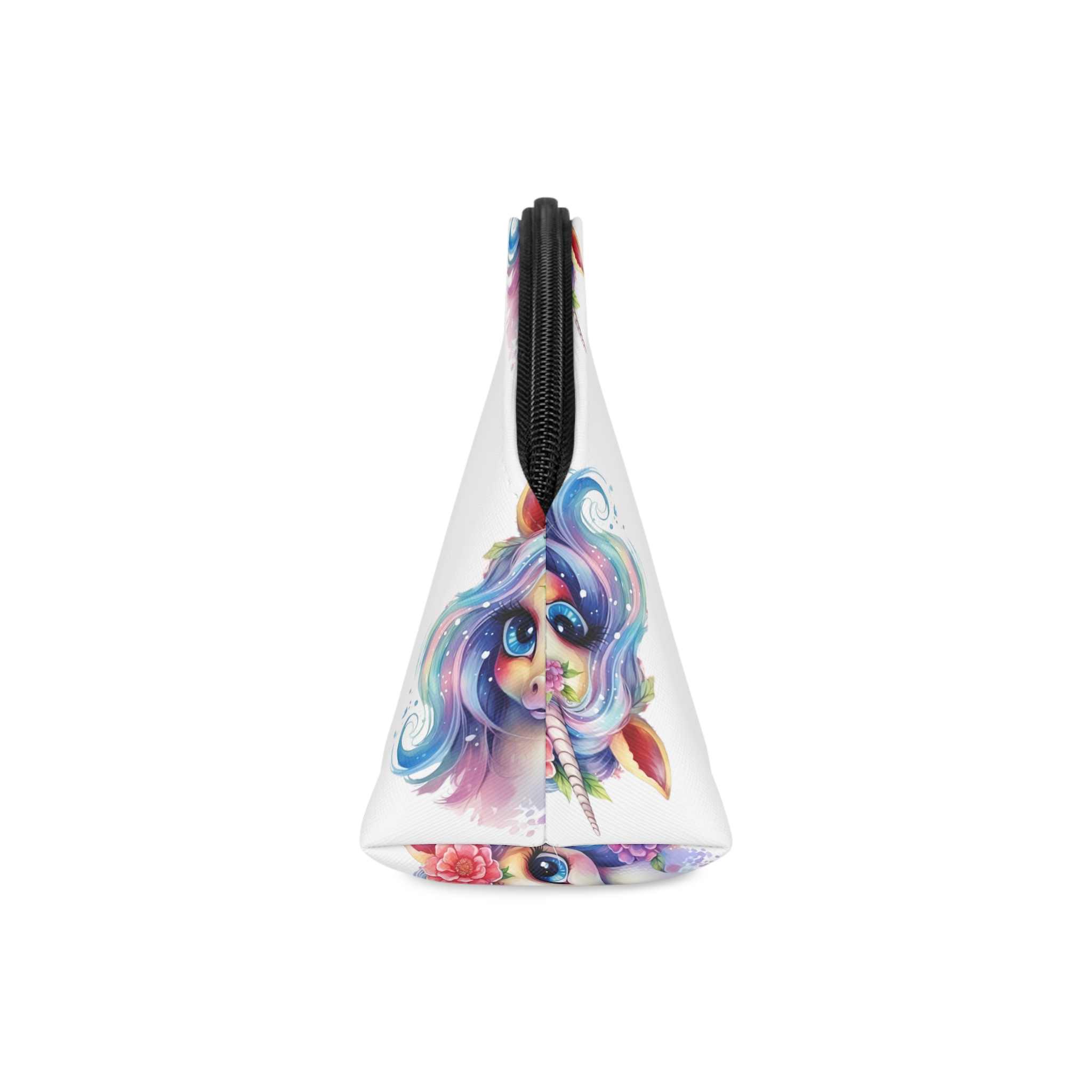 Cute Colorful Magic Unicorn With Flowers Watercolor Style (8) Makeup Bag - Image 4