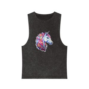 Sticker Unicorn Unisex Stonewash Tank Top