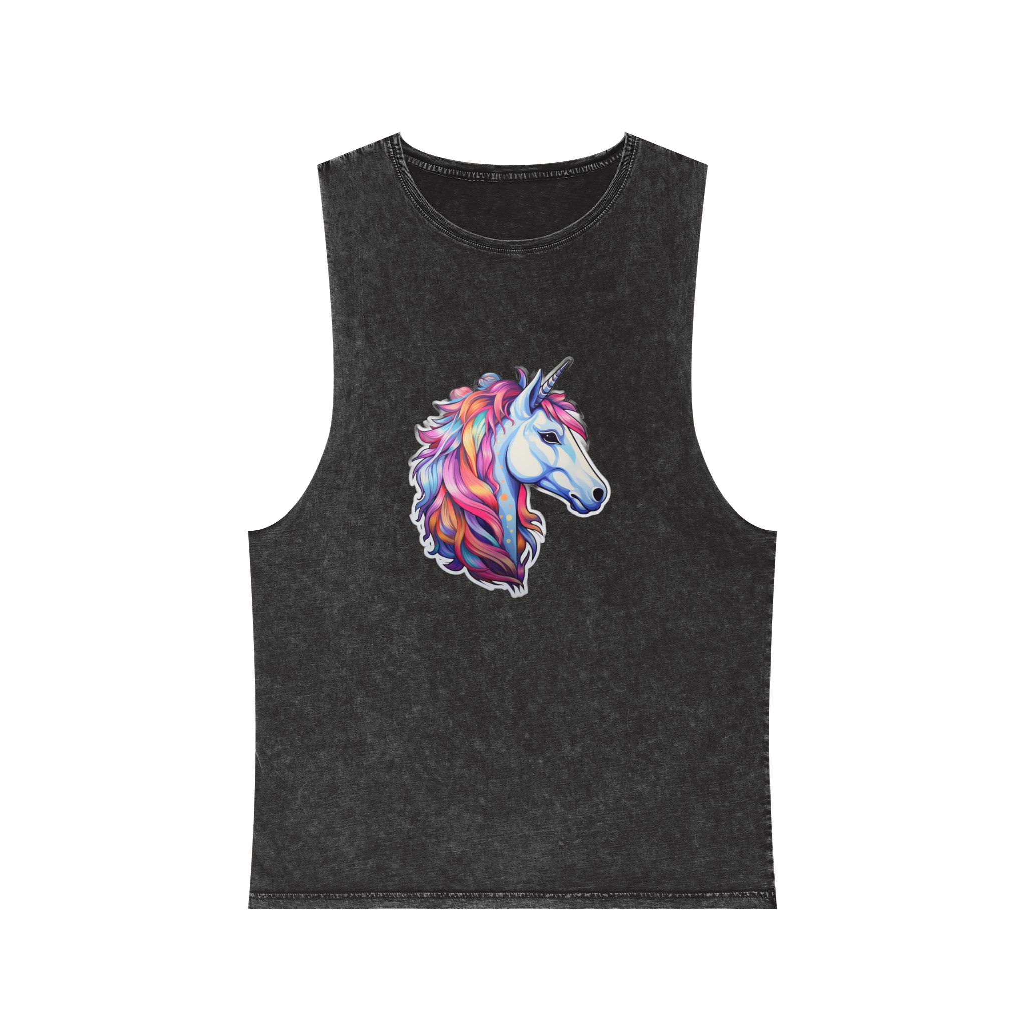 Sticker Unicorn Unisex Stonewash Tank Top