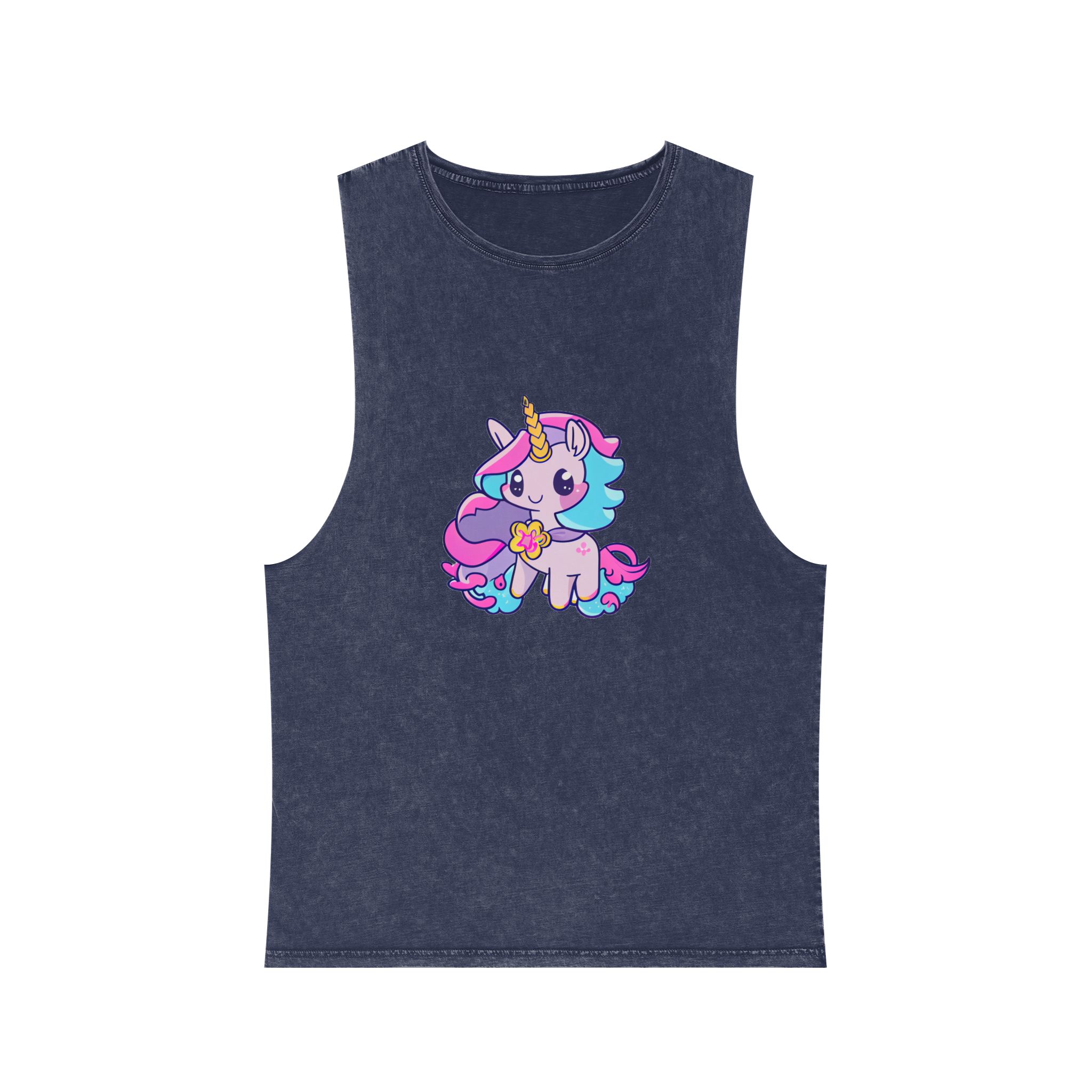 There Is Cartoon Unicorn With Heart Its Chest Generative Ai Unisex Stonewash Tank Top - Image 13