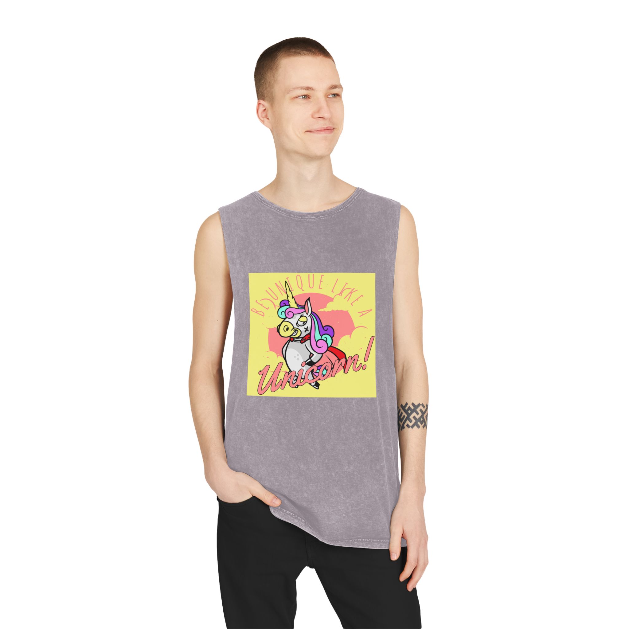 Be Unique Like Unicorn Unisex Stonewash Tank Top - Image 19