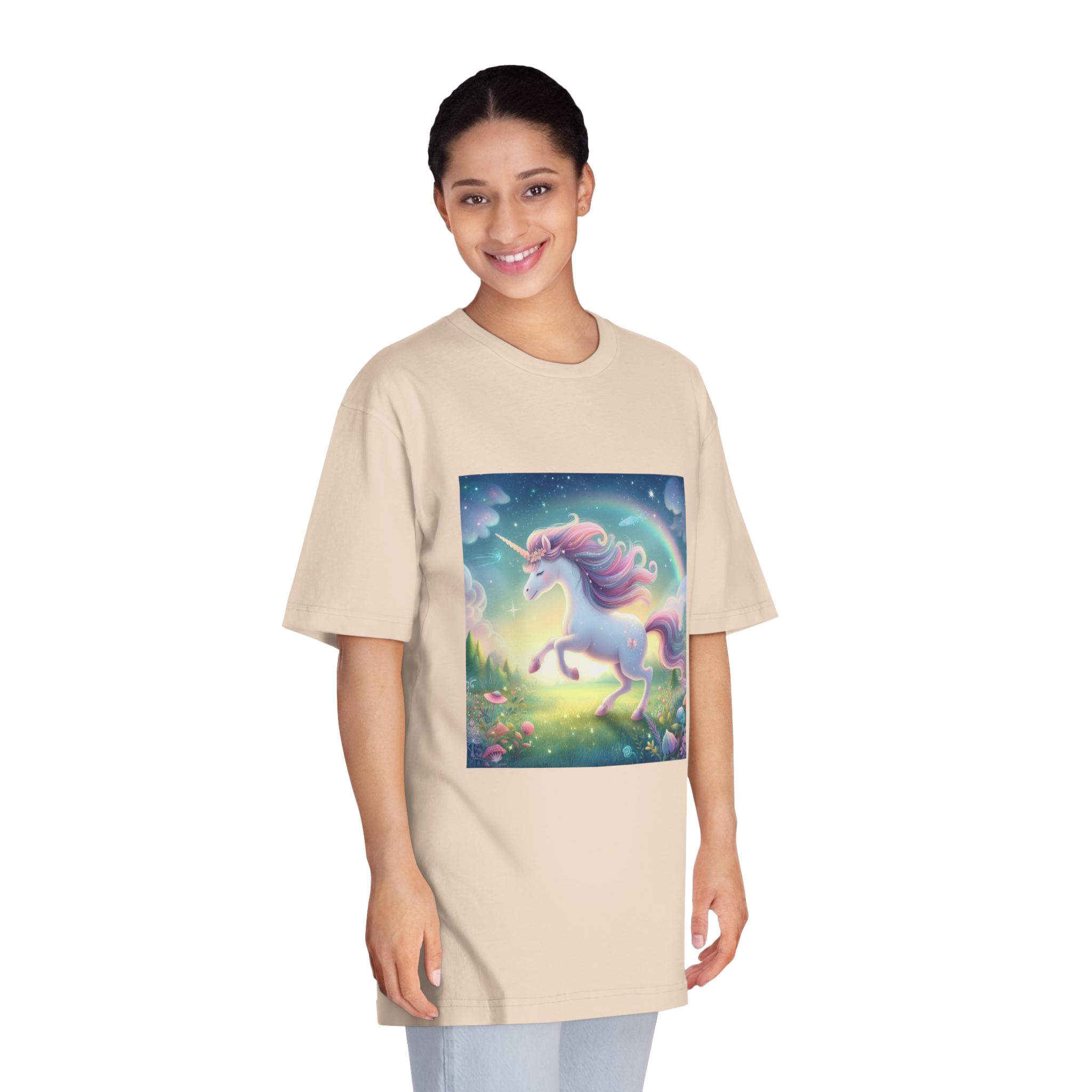 Beautiful Unicorn Running Magical Meadow Unicorn Background Images Whimsical Unicorn (21) Unisex Classic Crewneck T Shirt - Image 11