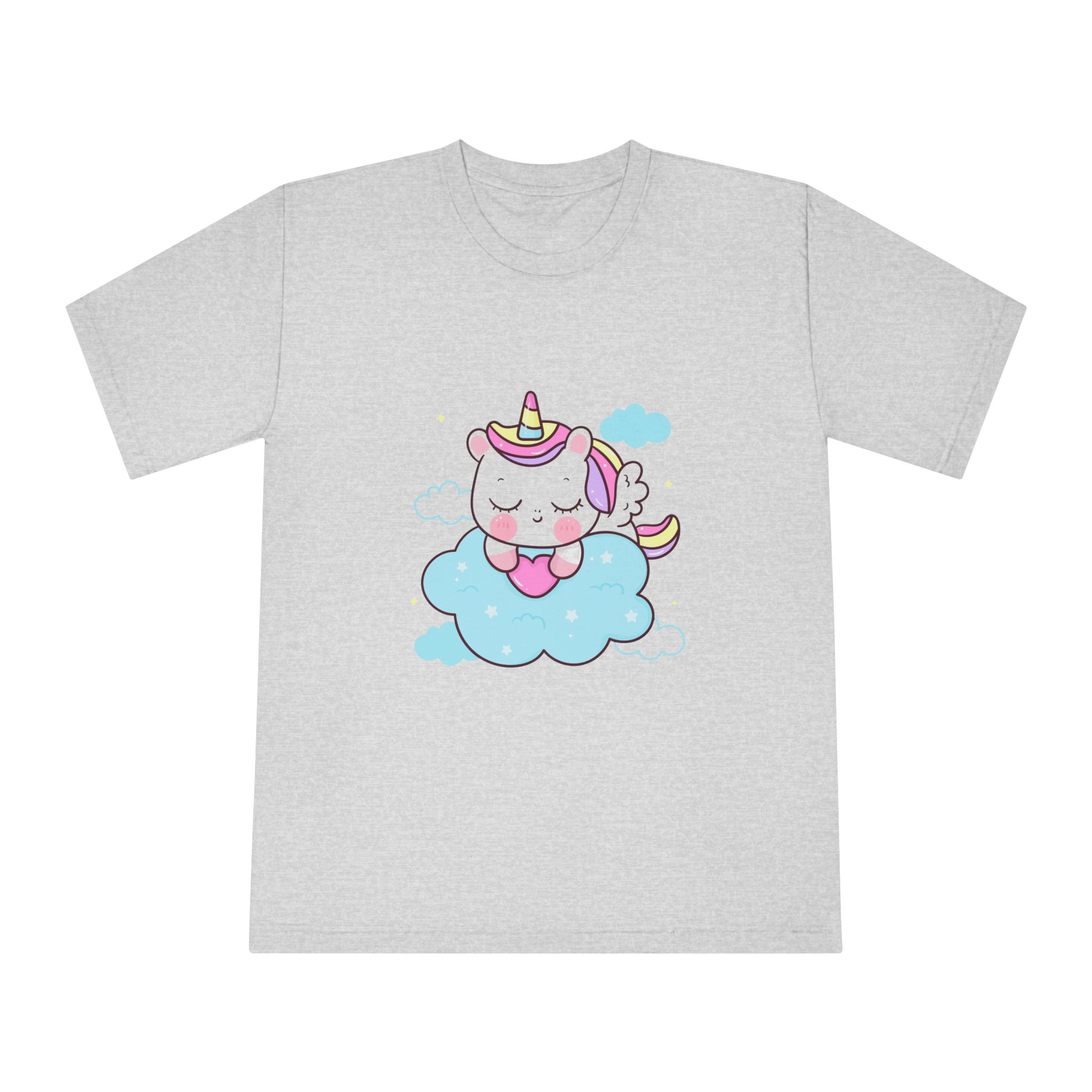 Cute Unicorn Pegasus Cartoon Sleep Holding Heart Cloud Kawaii Animal Unisex Classic Crewneck T Shirt - Image 13