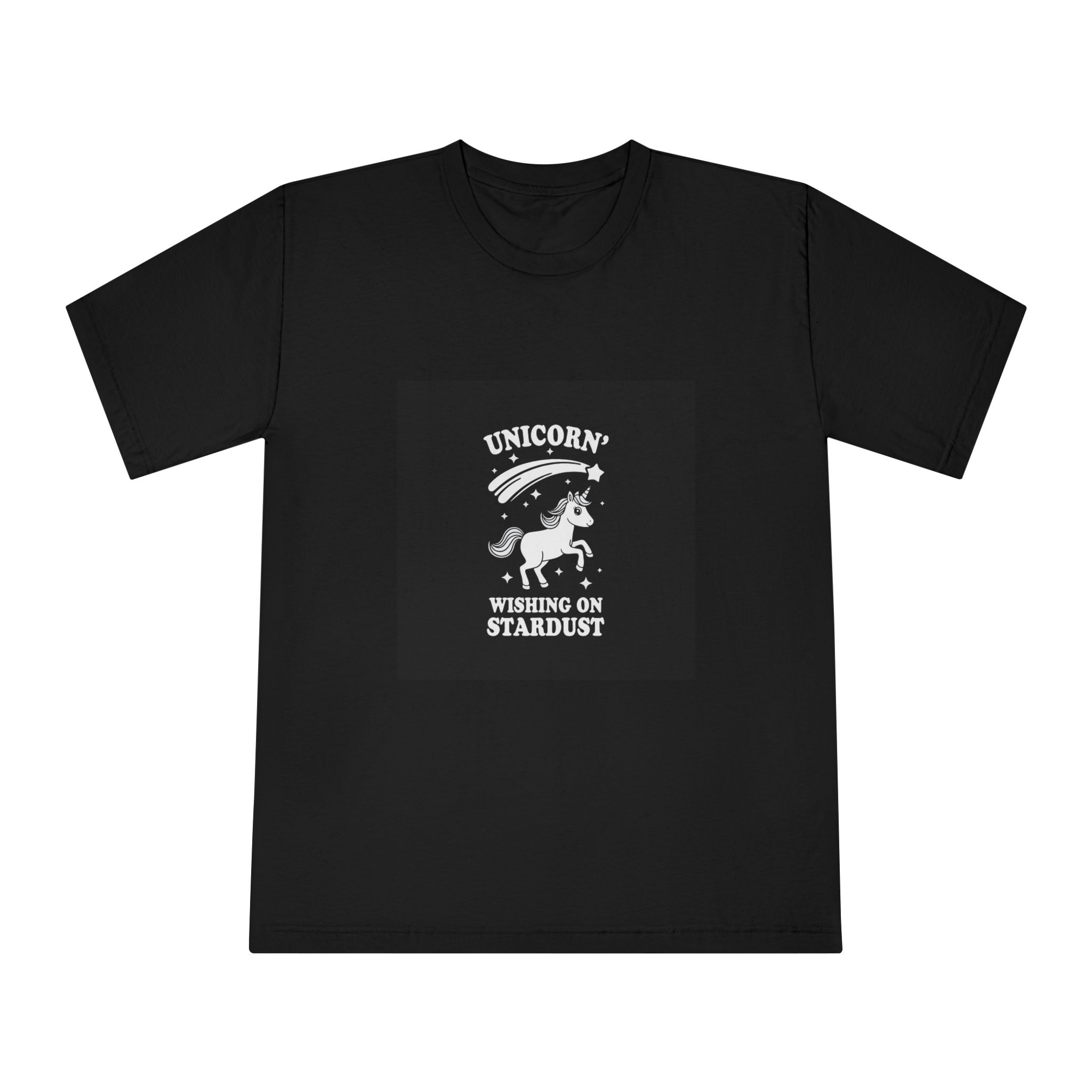White Unicorn With Star It Is Black Background Unisex Classic Crewneck T Shirt - Image 5