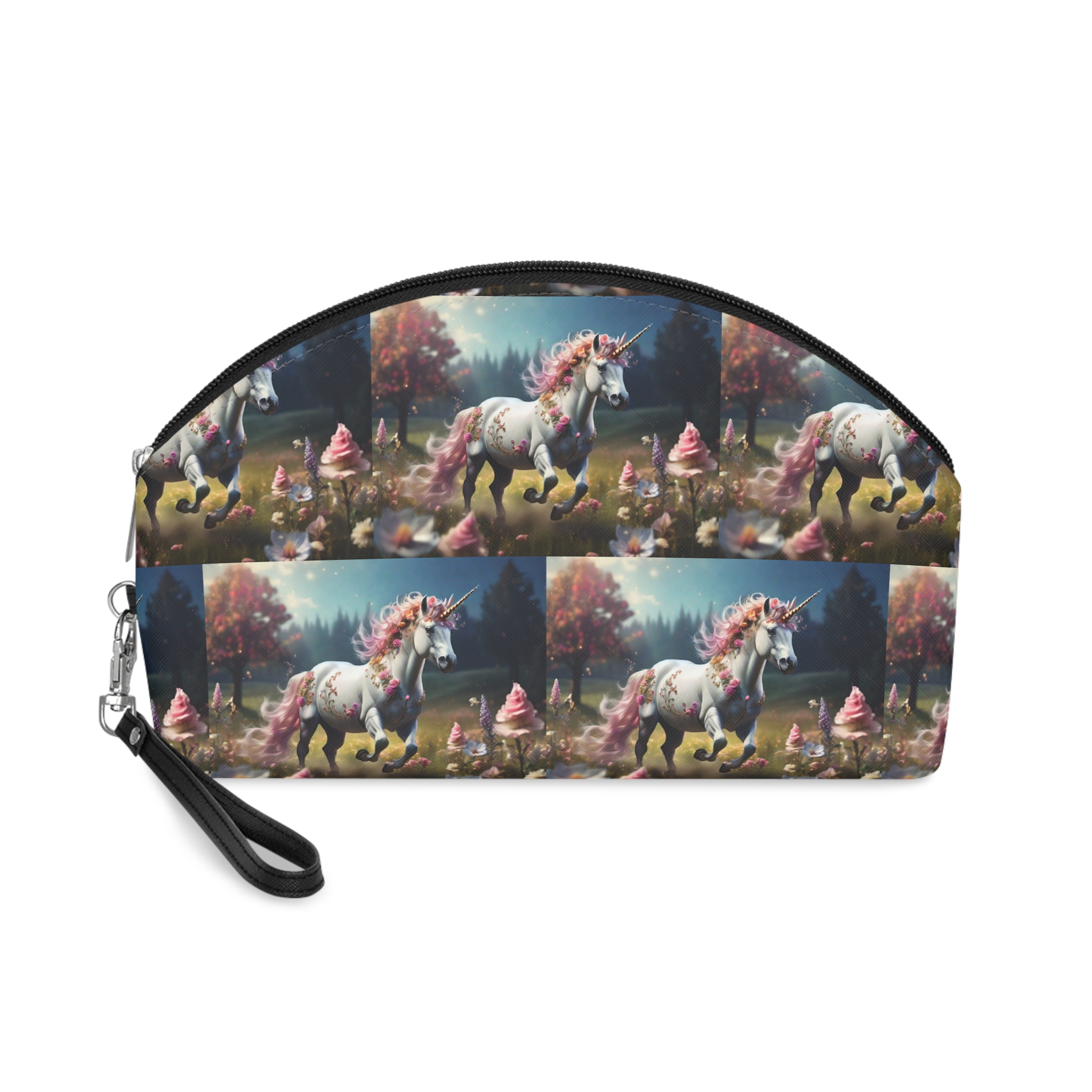 Beautiful Unicorn Running Magical Meadow Unicorn Background Images Whimsical Unicorn (38) Makeup Bag