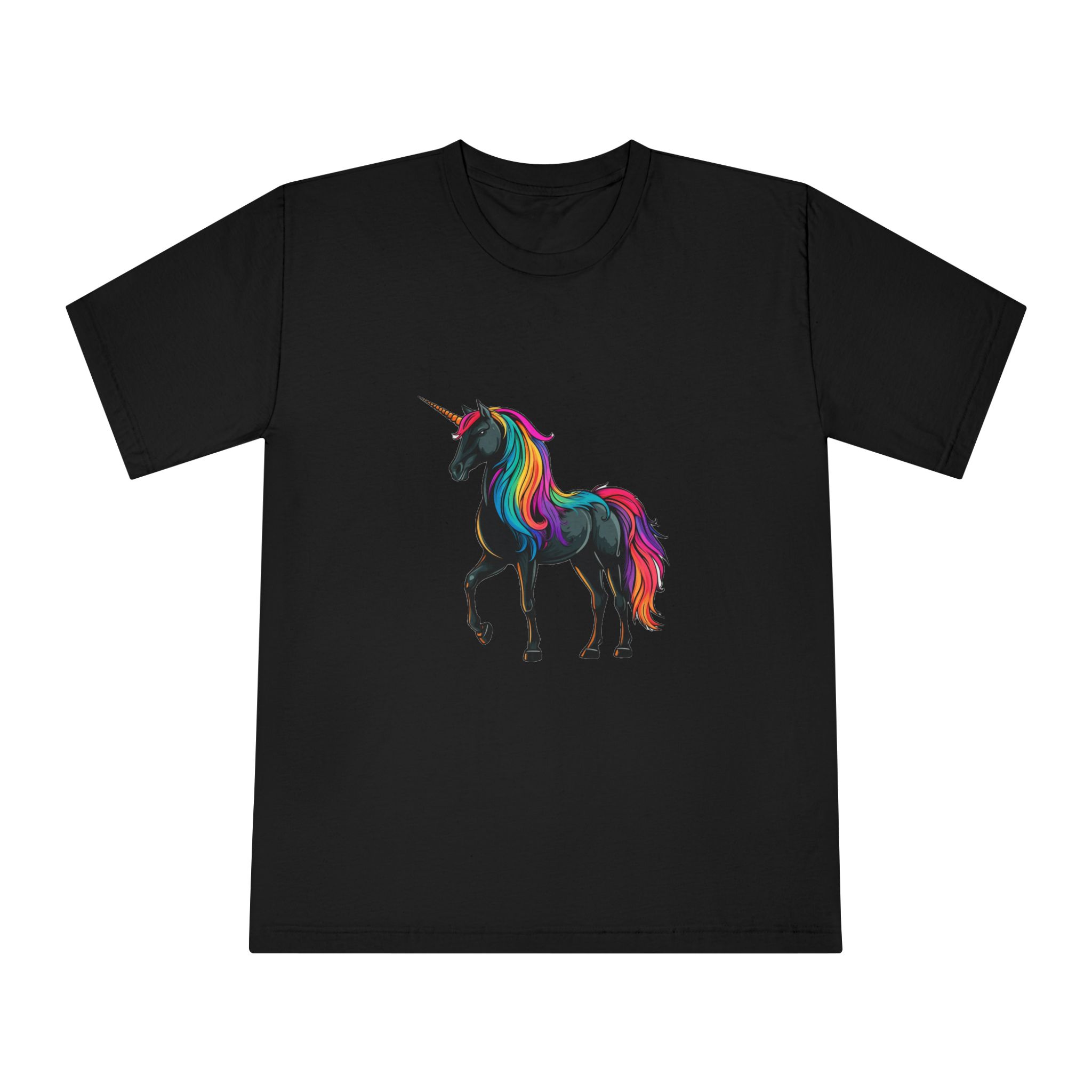 Cartoon Unicorn With Rainbow Mane Horn Generative Ai Unisex Classic Crewneck T Shirt - Image 5