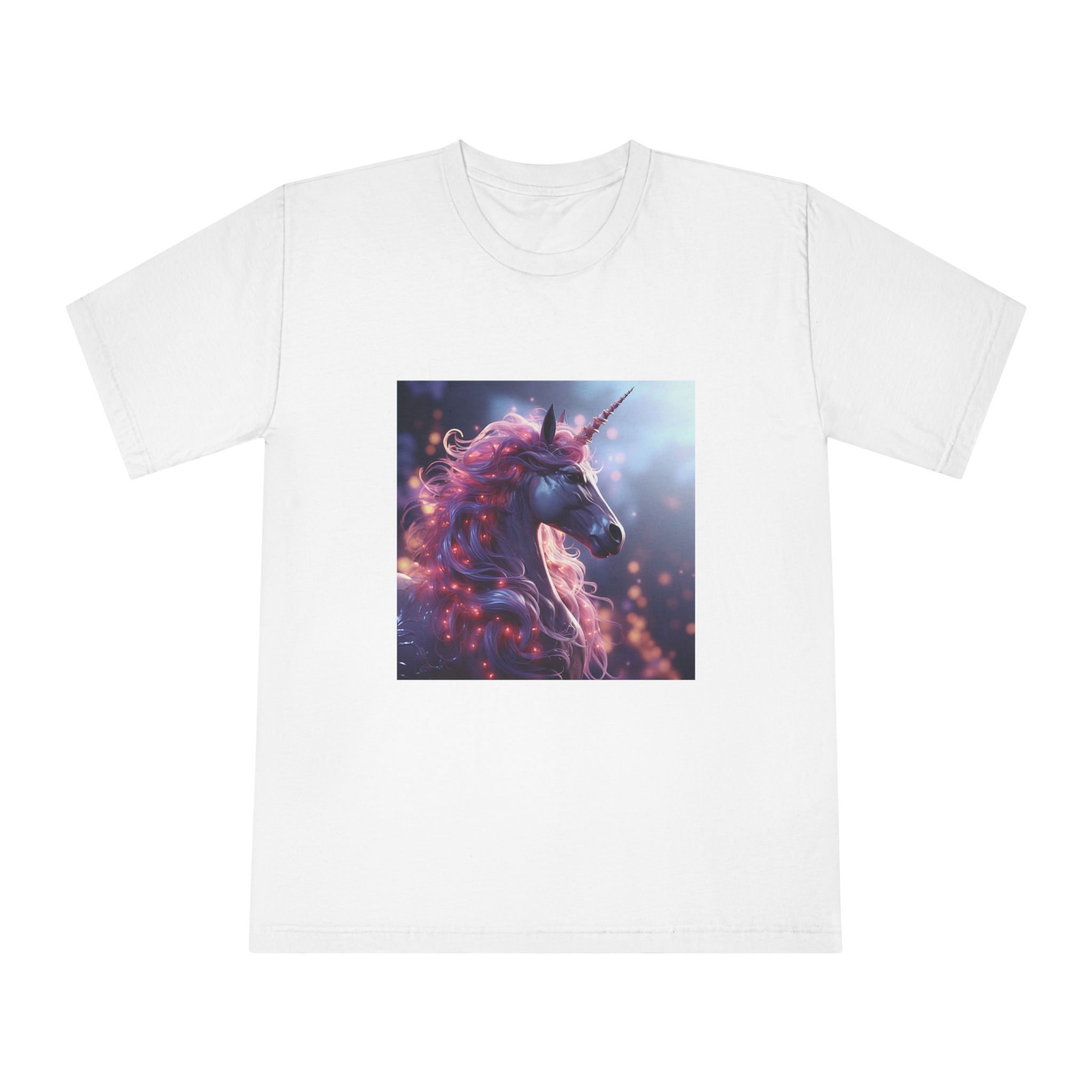 Pink 3d Mythical Unicorn With Lights Mane Unisex Classic Crewneck T Shirt