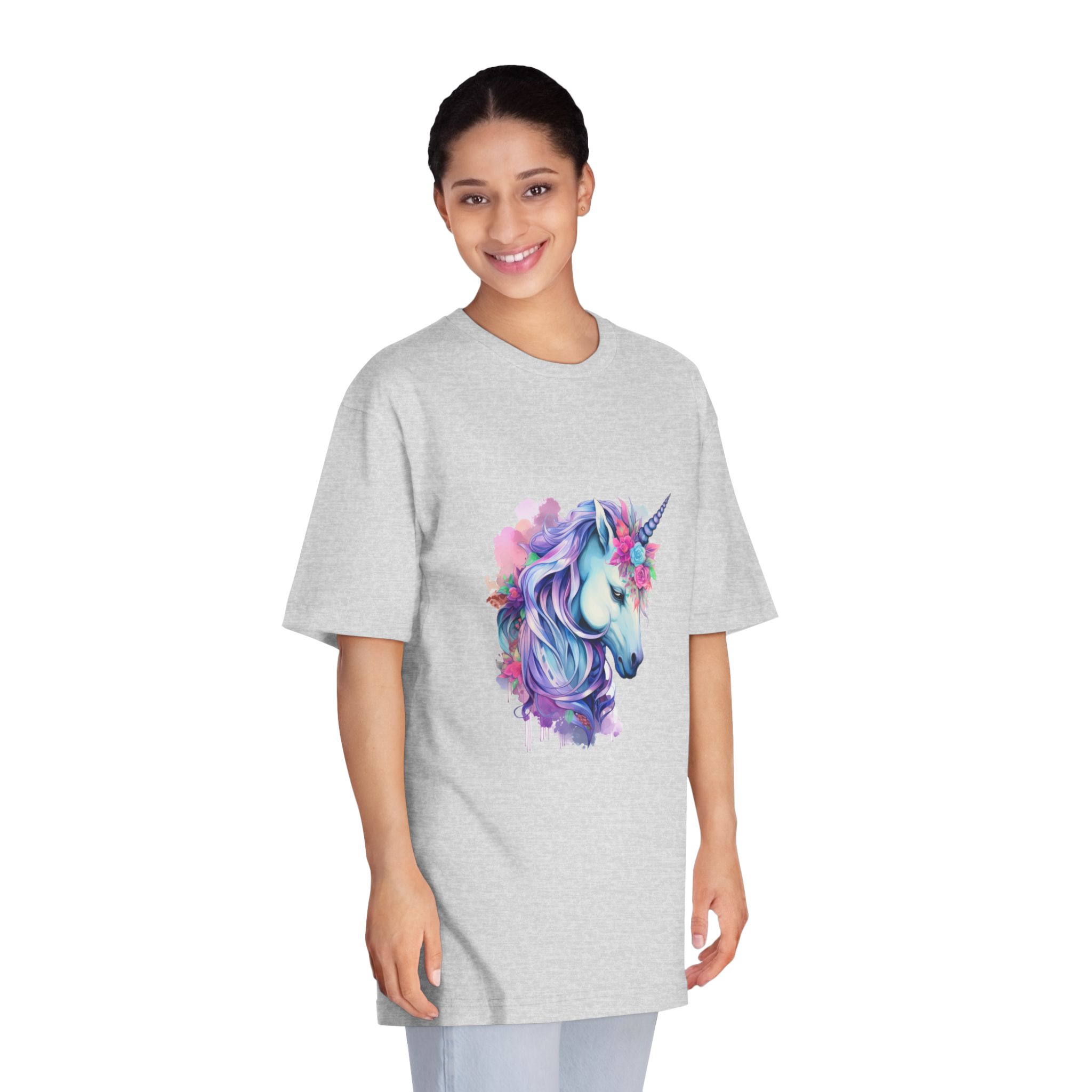 Watercolor Fantasy Unicorn Clip Art Unisex Classic Crewneck T Shirt - Image 15