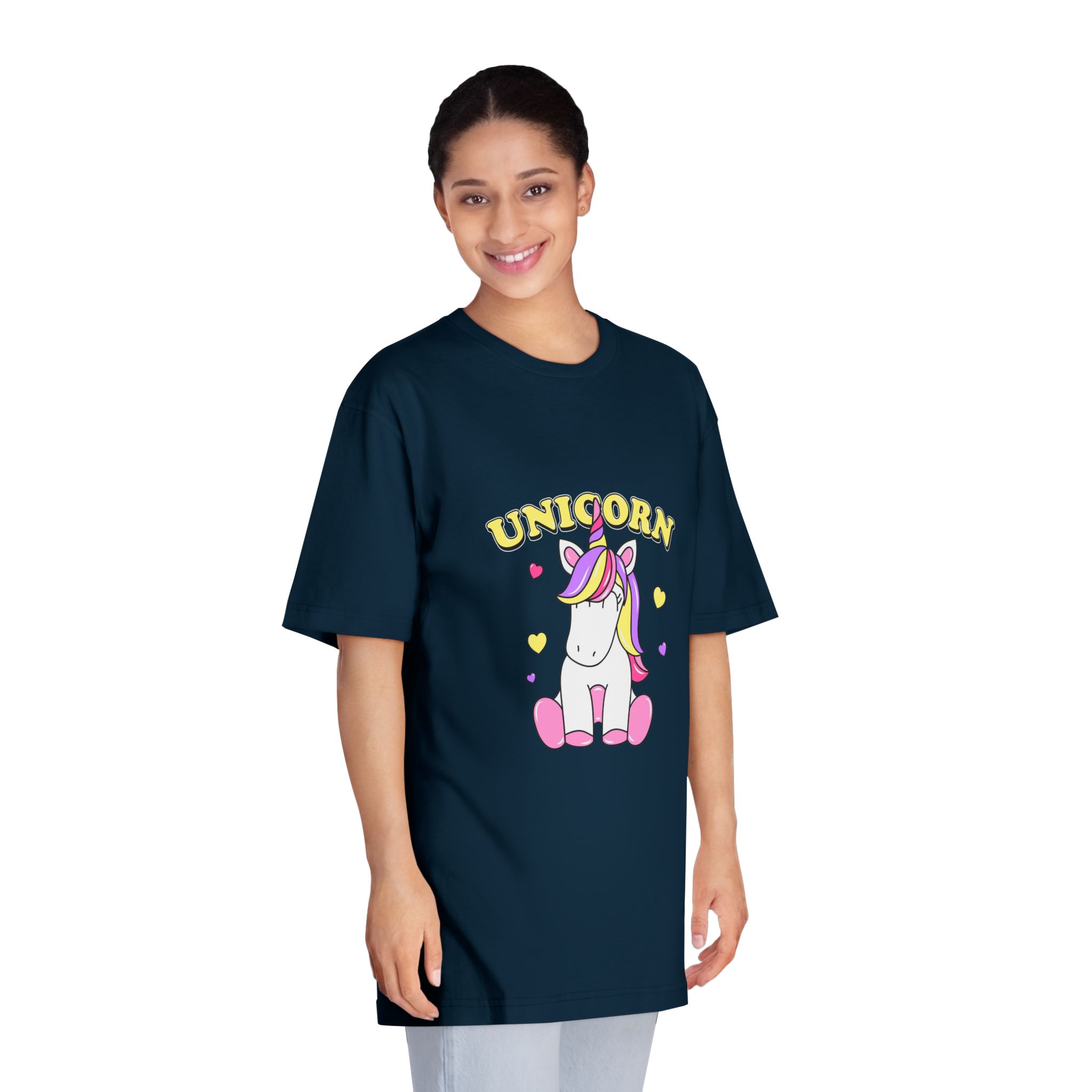Cute Unicorn With Colorful Hair Hearts Unisex Classic Crewneck T Shirt - Image 19