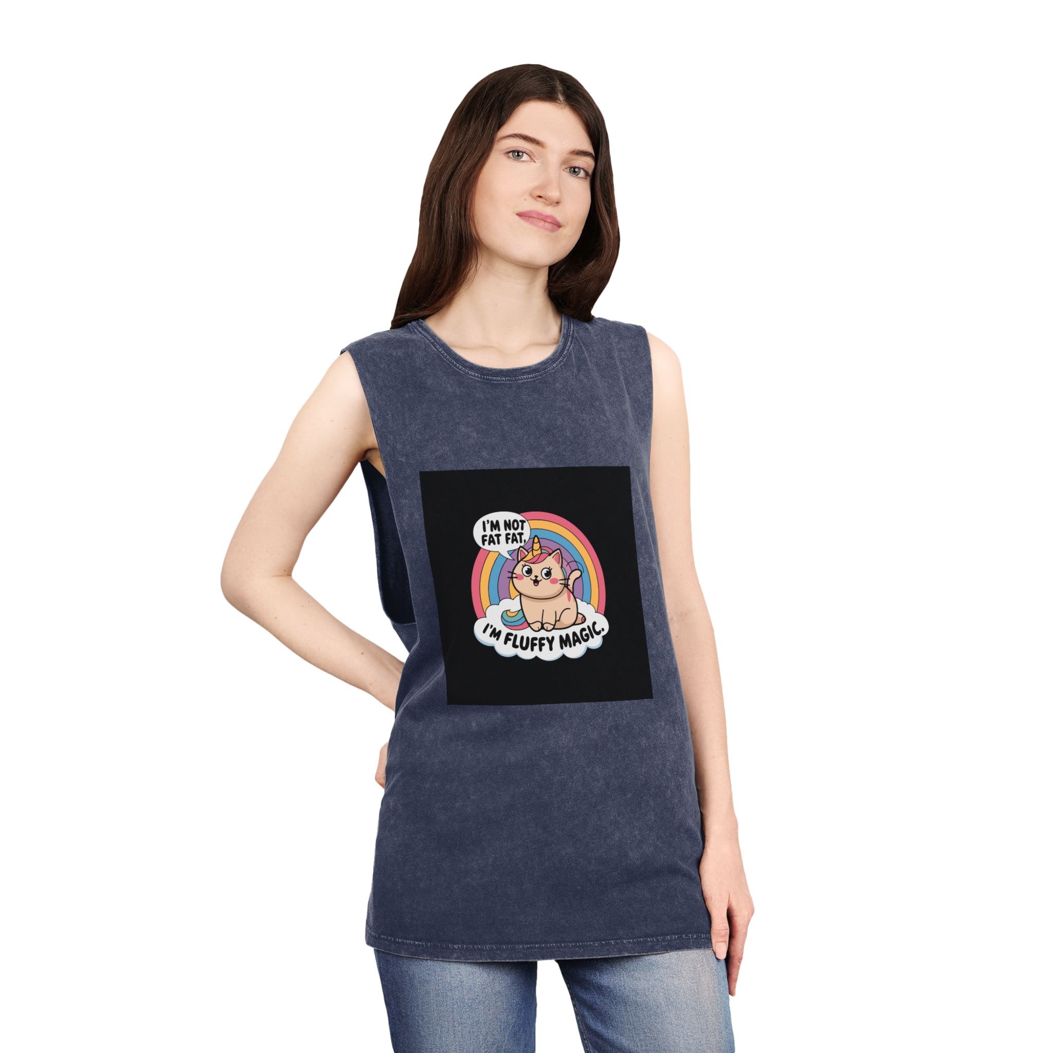 I'm Not Fat Unisex Stonewash Tank Top - Image 16