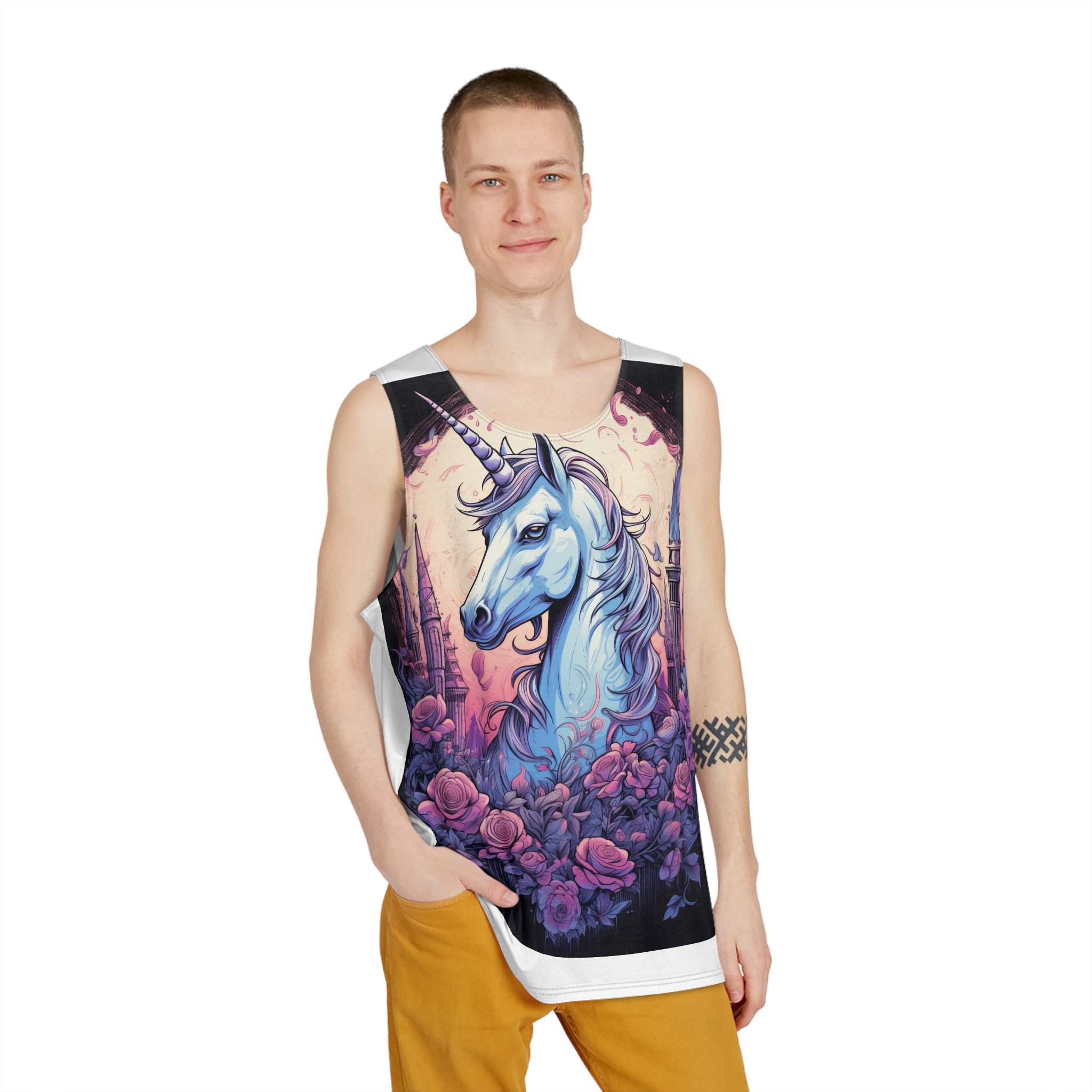 Colorful Unicorn Frame Mens Tank Aop - Image 3
