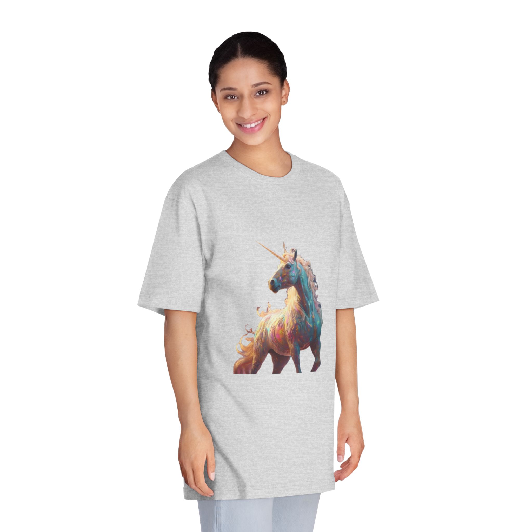 Unicorn With Long Mane Colorful Mane Standing Hill Generative Ai Unisex Classic Crewneck T Shirt - Image 15