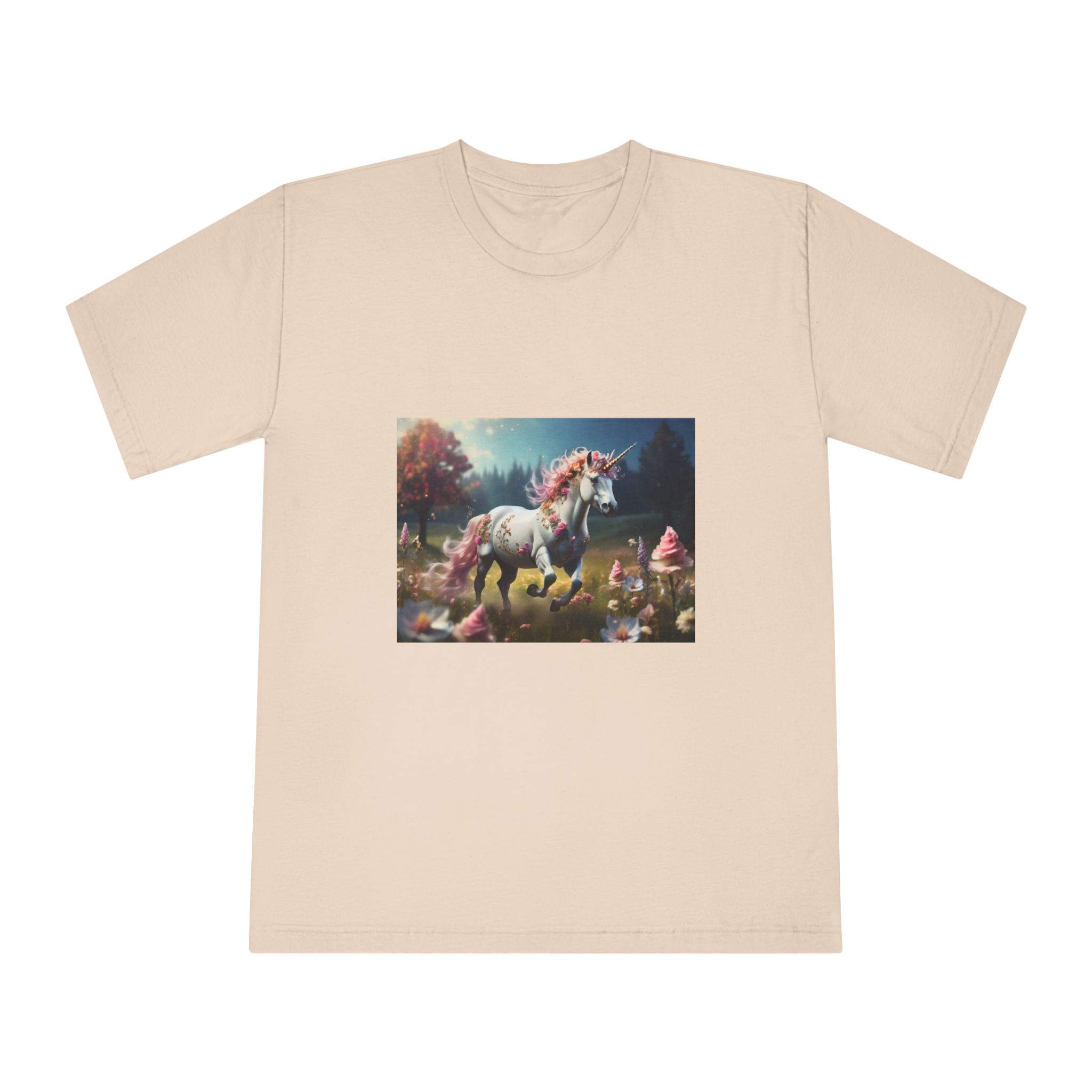 Beautiful Unicorn Running Magical Meadow Unicorn Background Images Whimsical Unicorn (27) Unisex Classic Crewneck T Shirt - Image 9