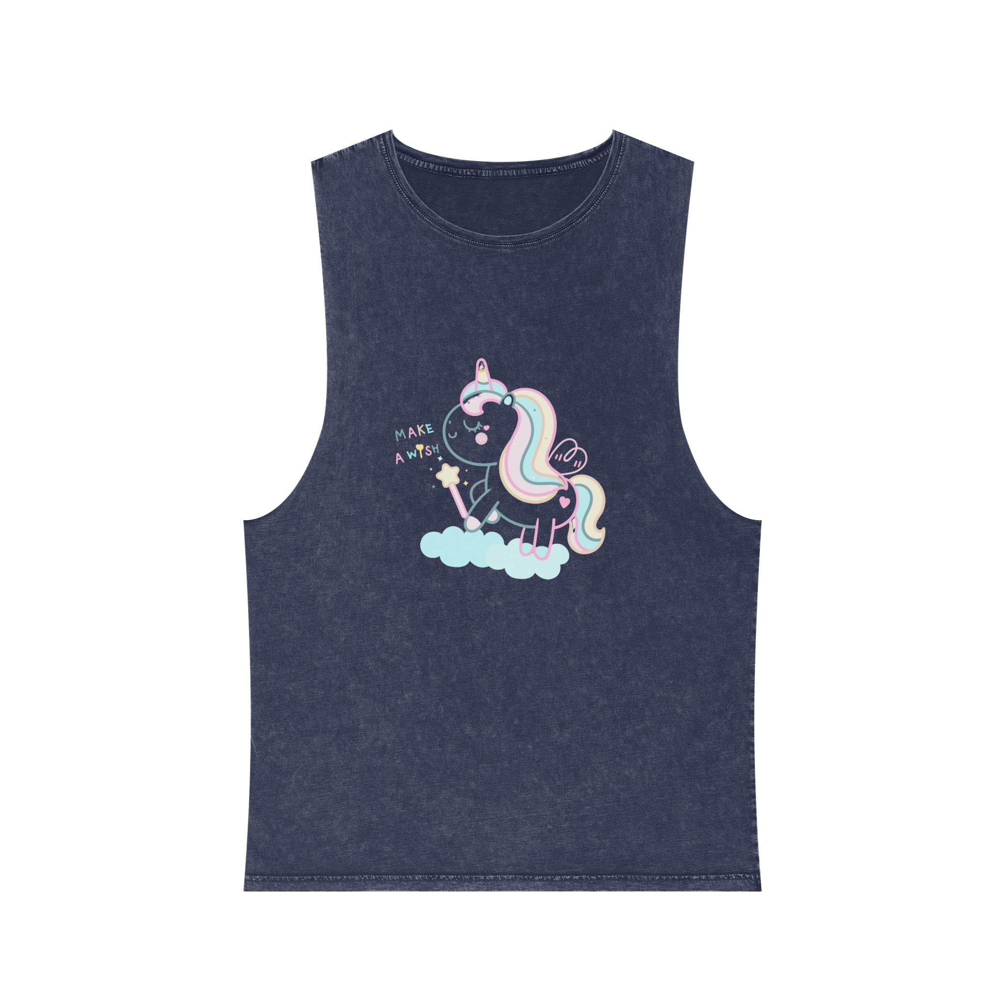 Cute Unicorn Pastel Holding Magic Wand Unisex Stonewash Tank Top - Image 13