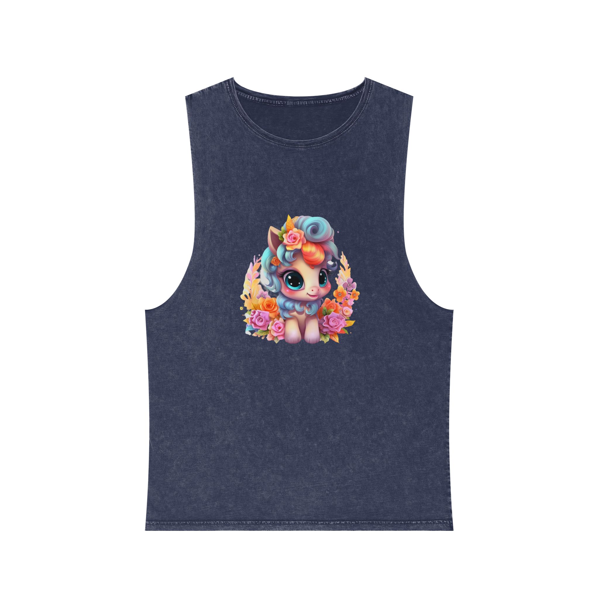 Flower Unicorn Unisex Stonewash Tank Top - Image 13