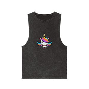 Cute Unicorn Mascot Design (5) Unisex Stonewash Tank Top