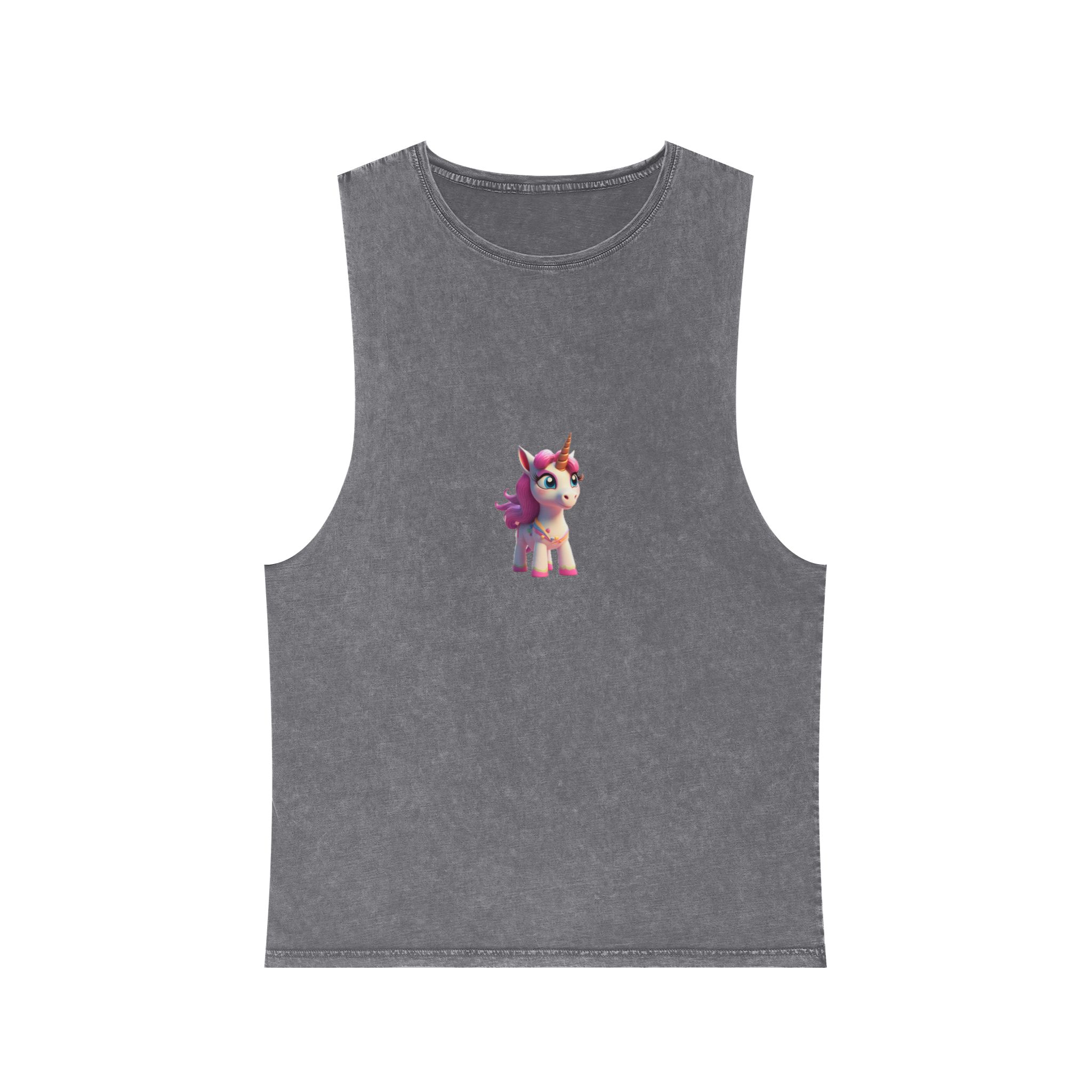 Colorful Cartoon Animated 3d Unicorn Children (8) Unisex Stonewash Tank Top - Image 9