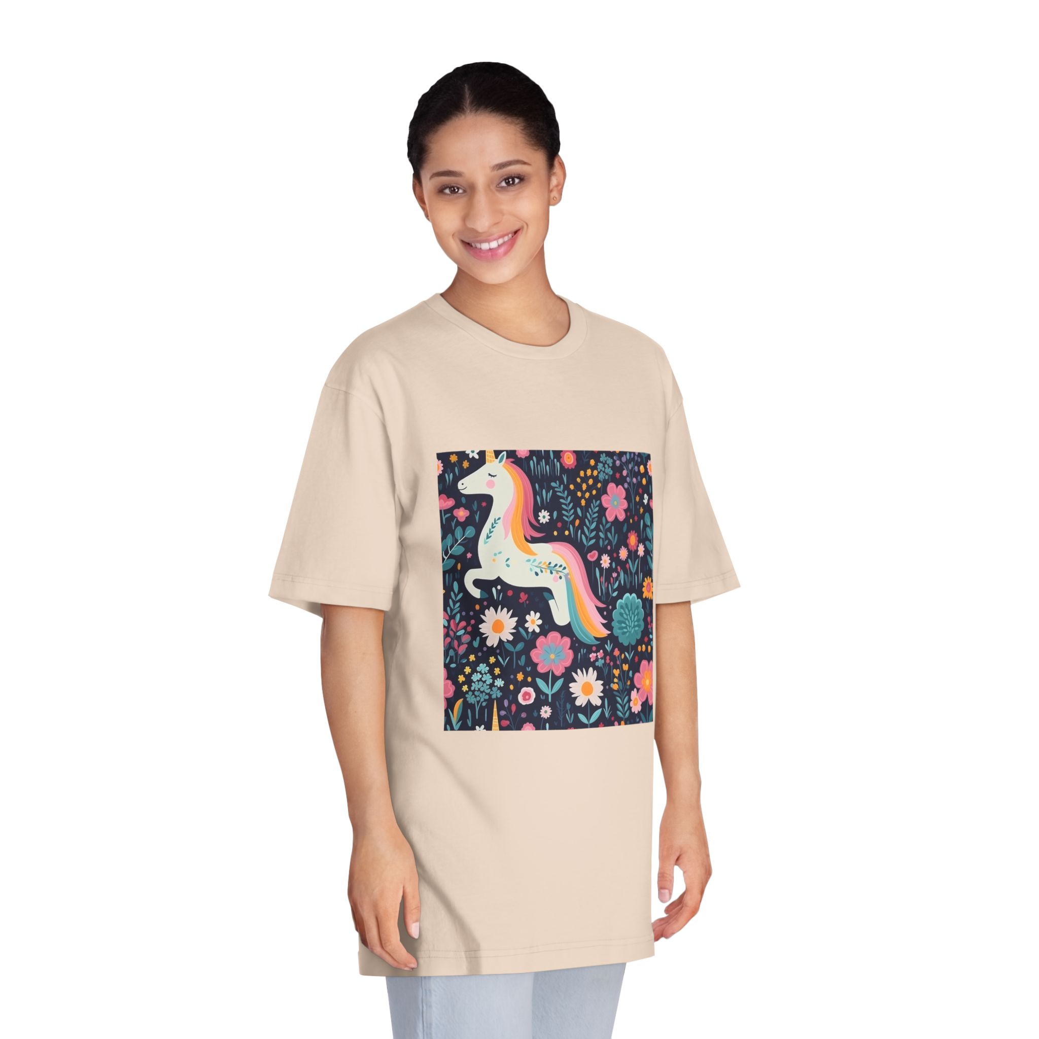 Childish Seamless Pattern Background With Colorful Unicorns (1) Unisex Classic Crewneck T Shirt - Image 11