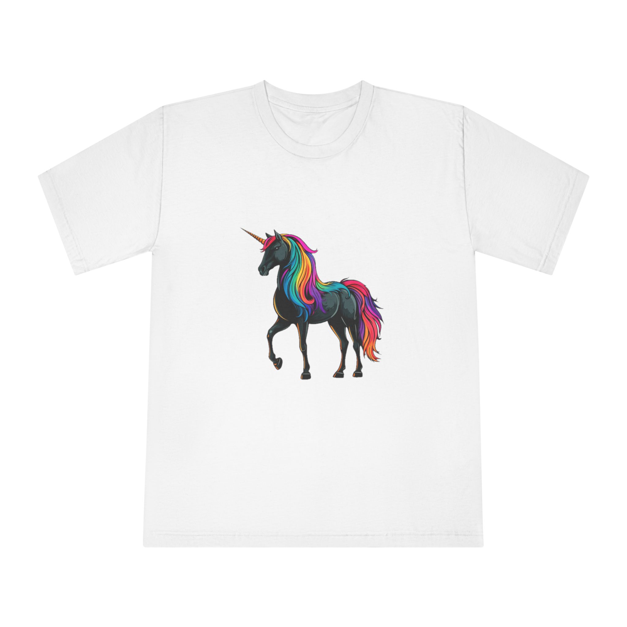 Cartoon Unicorn With Rainbow Mane Horn Generative Ai Unisex Classic Crewneck T Shirt