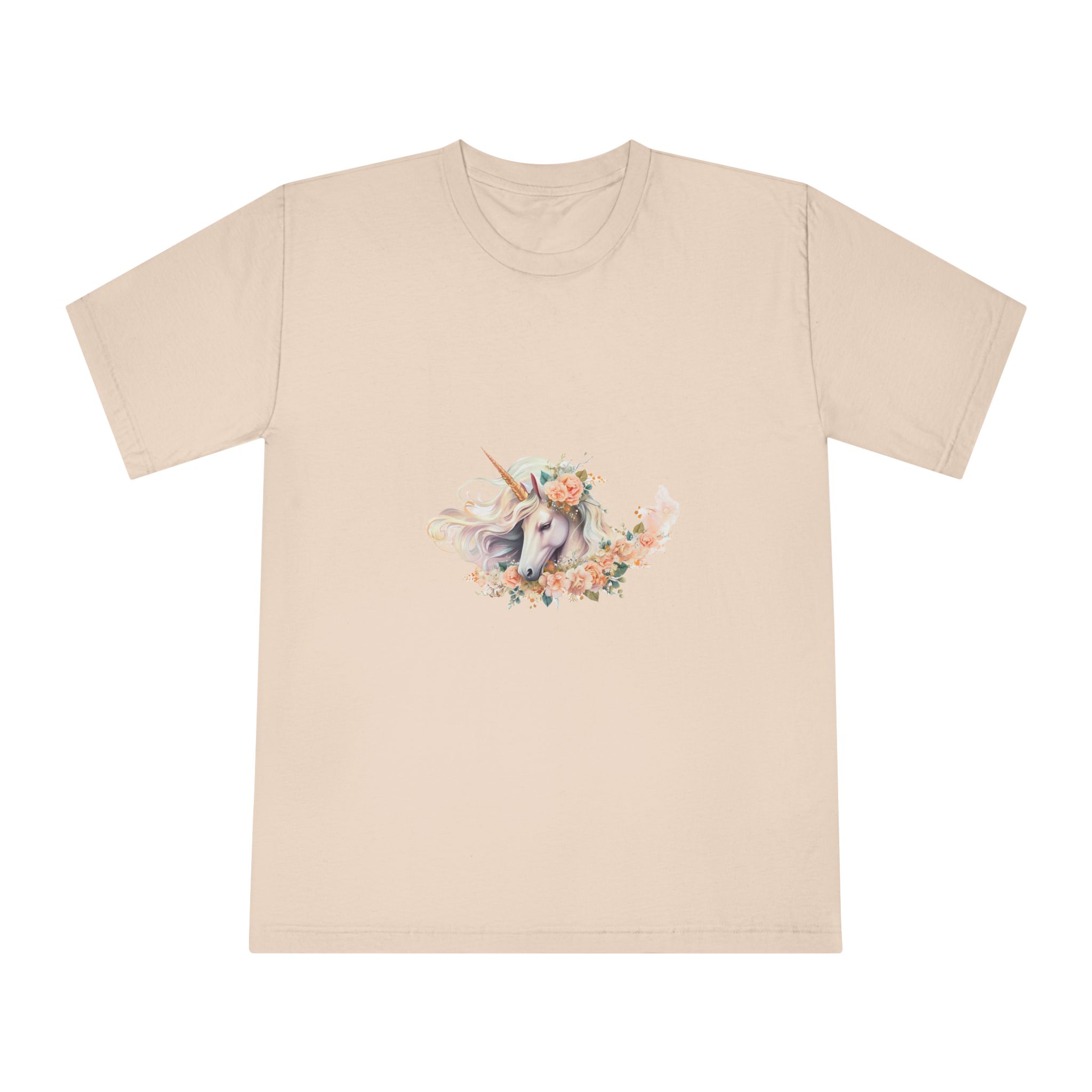 Beautiful Unicorn Card Template With Floral Wreath Generative Ai Unisex Classic Crewneck T Shirt - Image 9