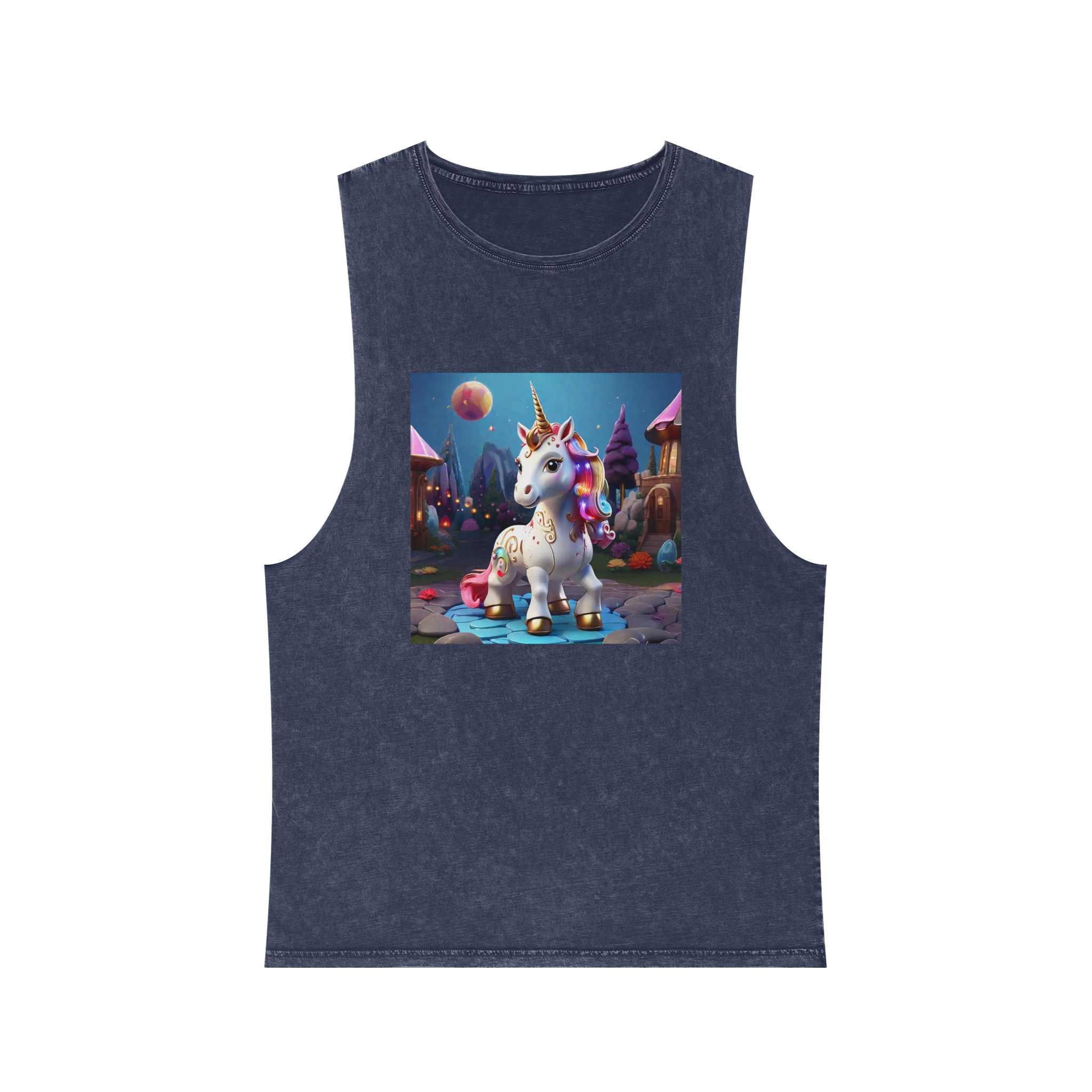 Animated Unicorn Children Generated By Ai (3) Unisex Stonewash Tank Top - Image 13