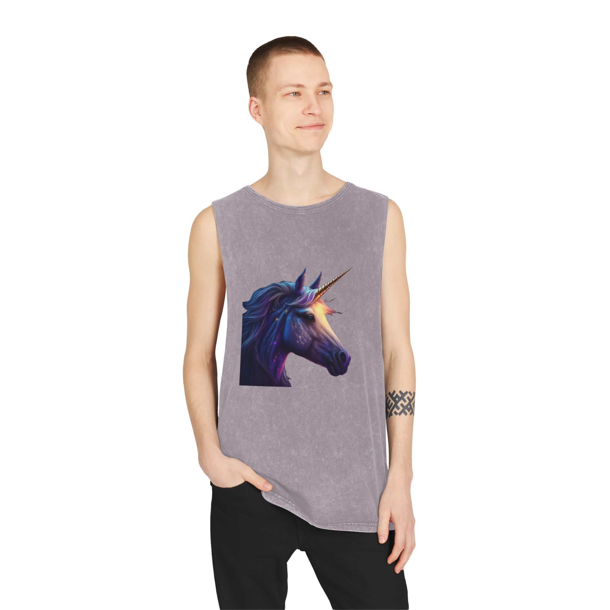 Adorable Colorful Unicorn (1) Copia Unisex Stonewash Tank Top - Image 19