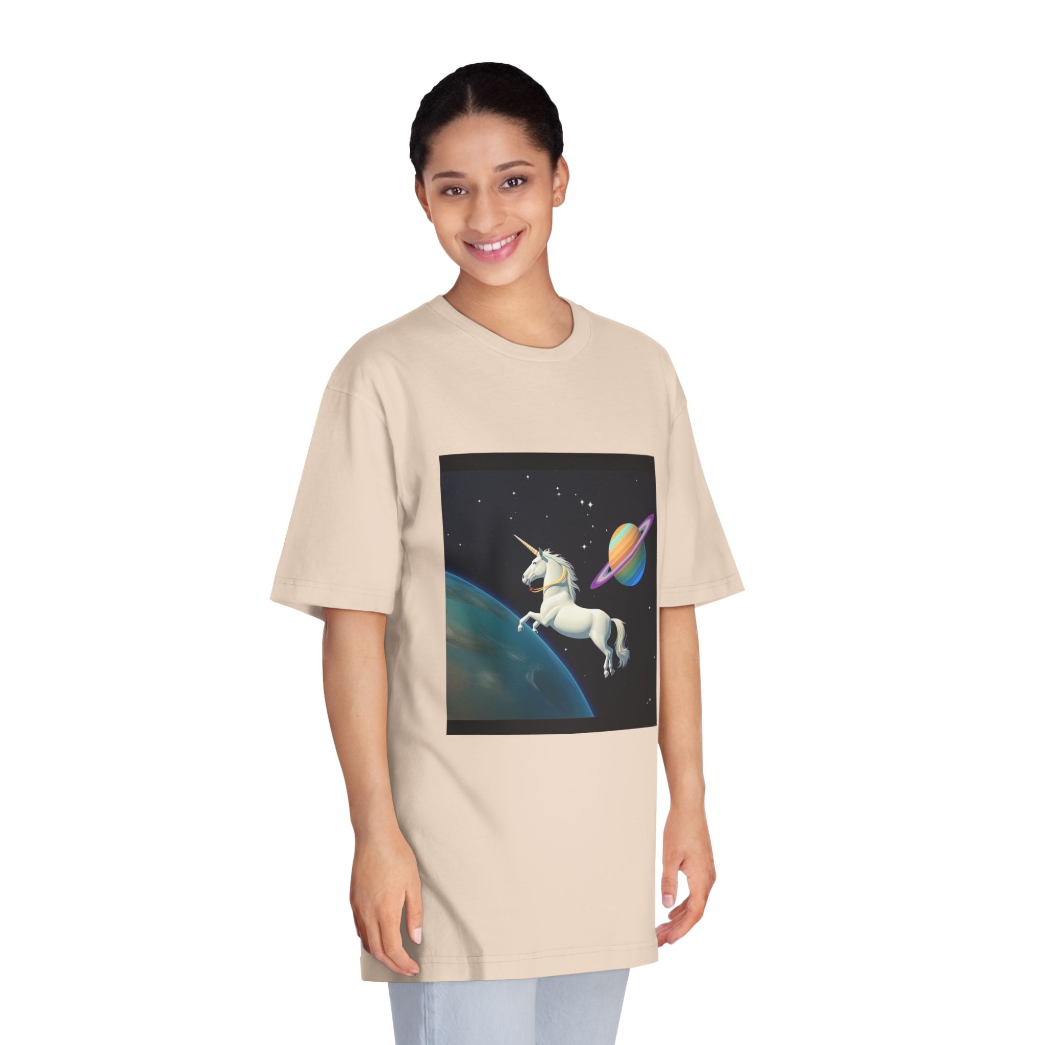 Picture White Unicorn With Rainbow It Unisex Classic Crewneck T Shirt - Image 11