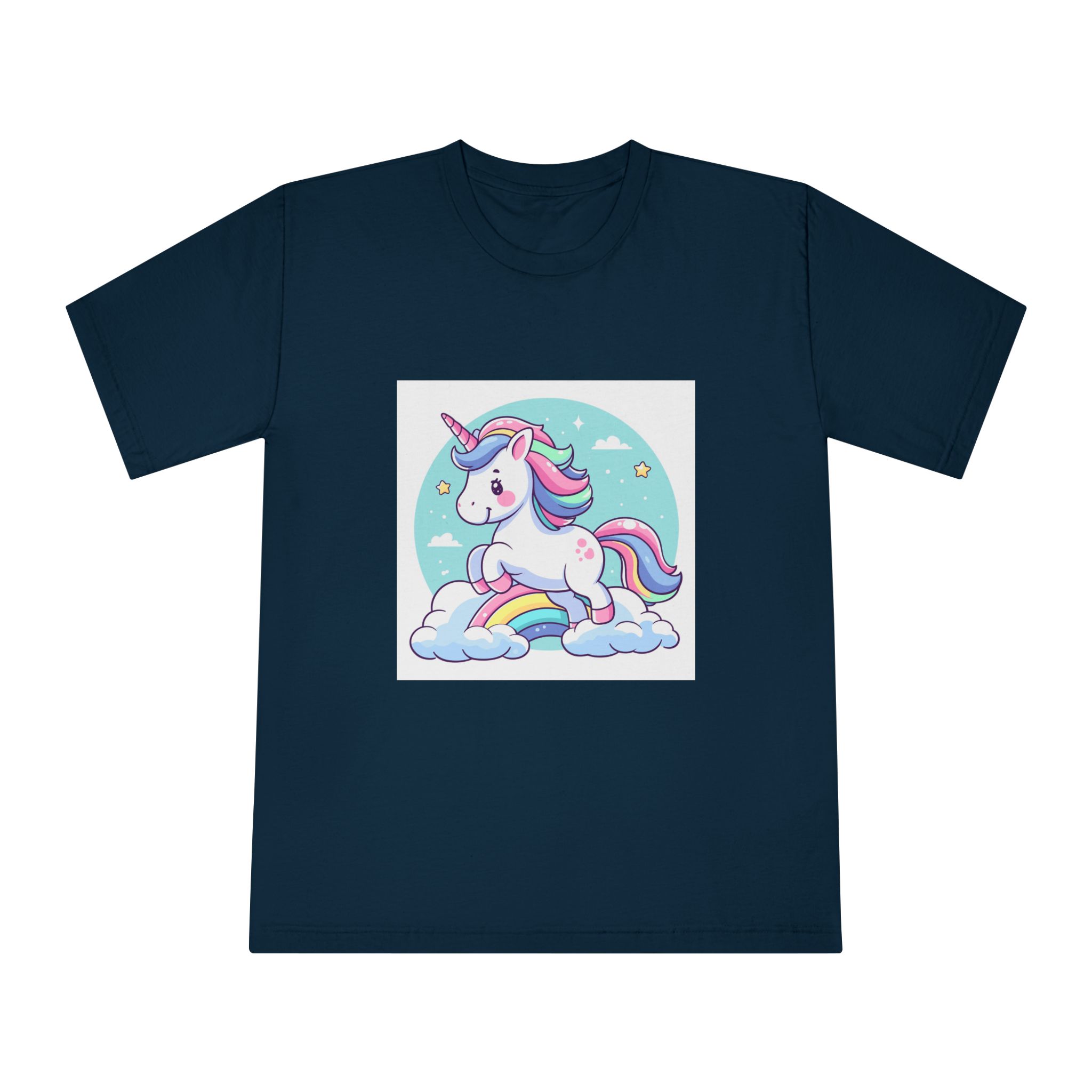 Cartoon Unicorn With Rainbow Its Tail Unisex Classic Crewneck T Shirt - Image 17