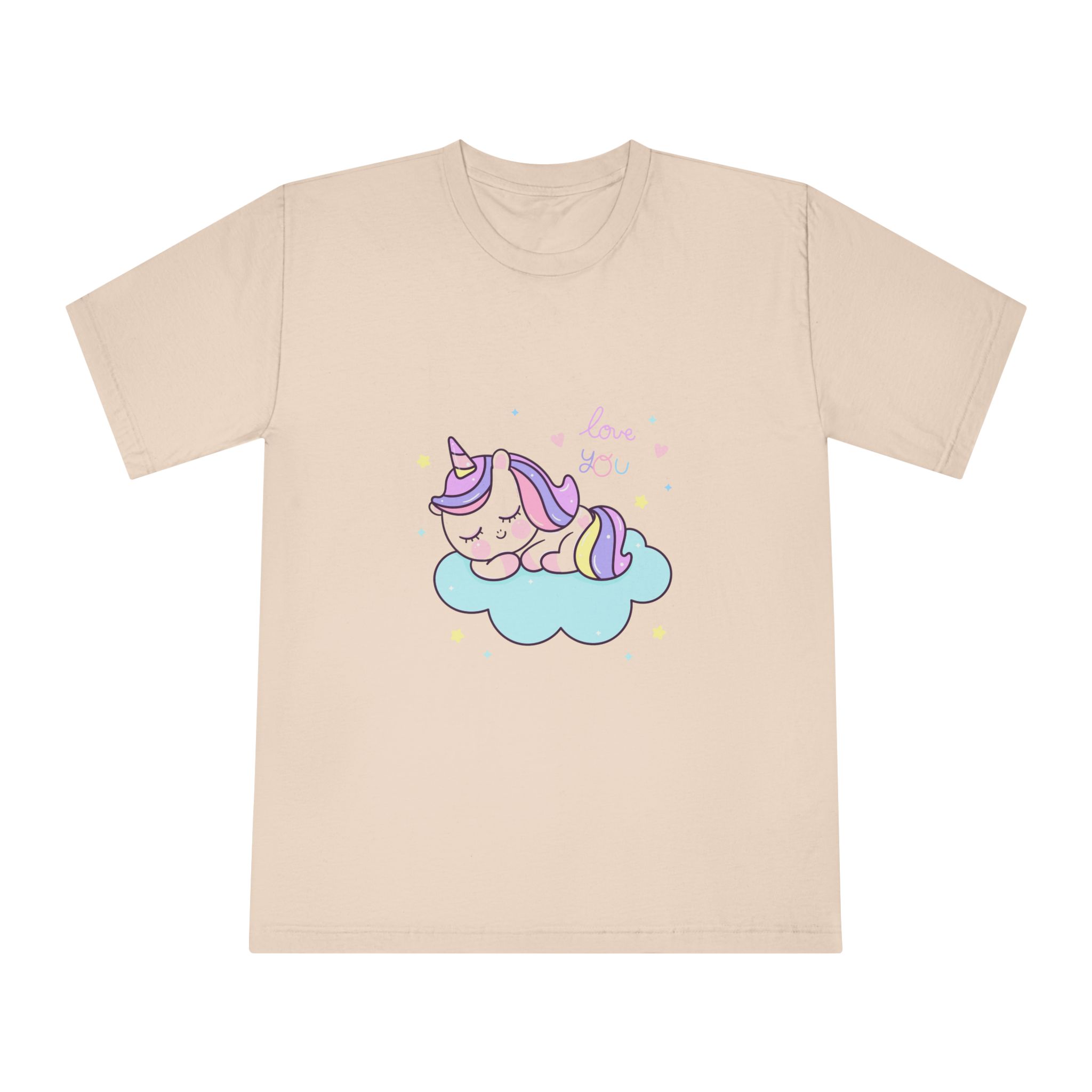 Cute Unicorn Sleep Cartoon Cloud Sweet Dream Kawaii Hand Drawn Unisex Classic Crewneck T Shirt - Image 9