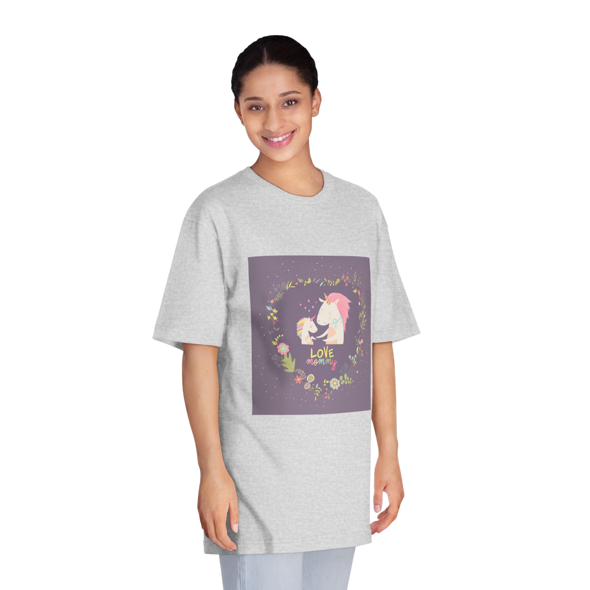 Cute Small Unicorn With Mom Wreath Unisex Classic Crewneck T Shirt - Image 15