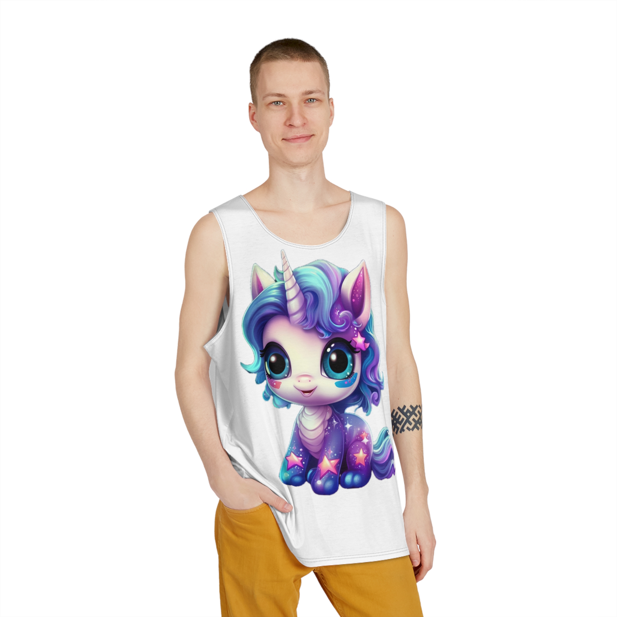 Beautiful Cute Baby Unicorn Mens Tank Aop - Image 3