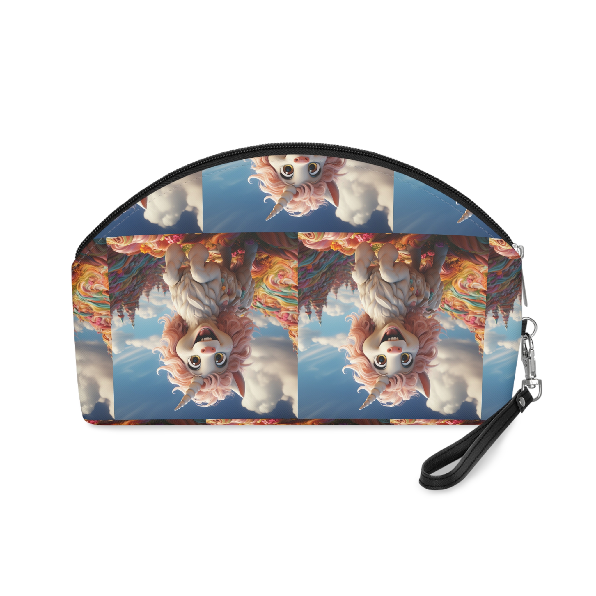 There Is Cartoon Unicorn That Is Standing Field Candy Generative Ai Makeup Bag - Image 2