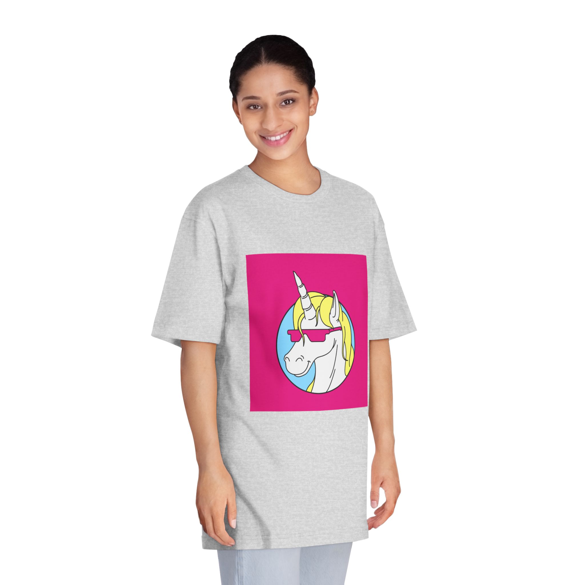 Retro Emblem of Unicorn Wearning A Glasses Unisex Classic Crewneck T Shirt - Image 15