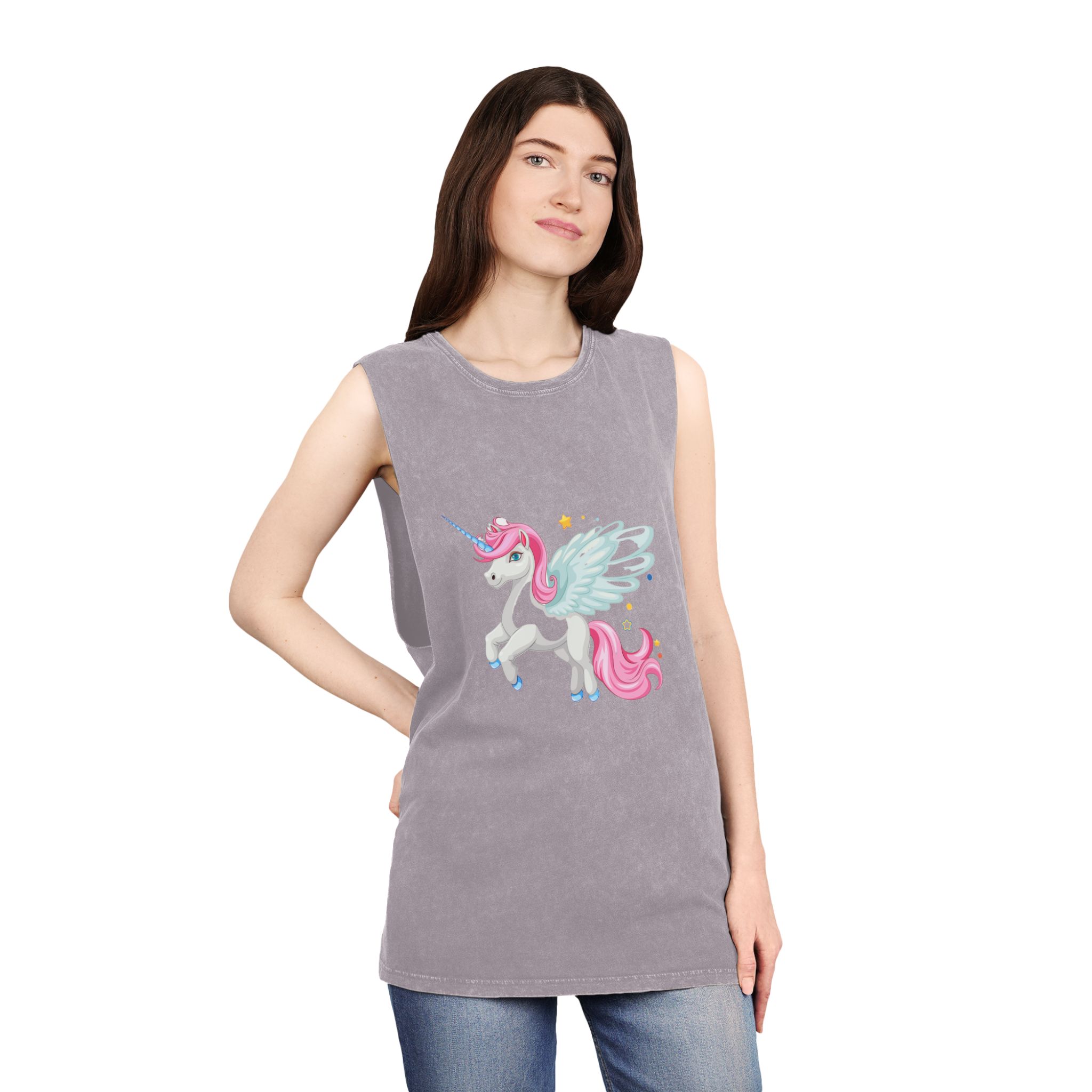 Beautiful Unicorn Unisex Stonewash Tank Top - Image 20