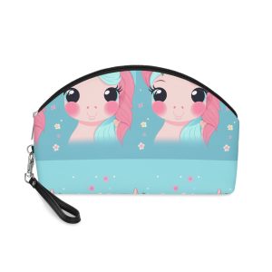 Close Up Cartoon Unicorn With Flower Crown Her Head Generative Ai Makeup Bag